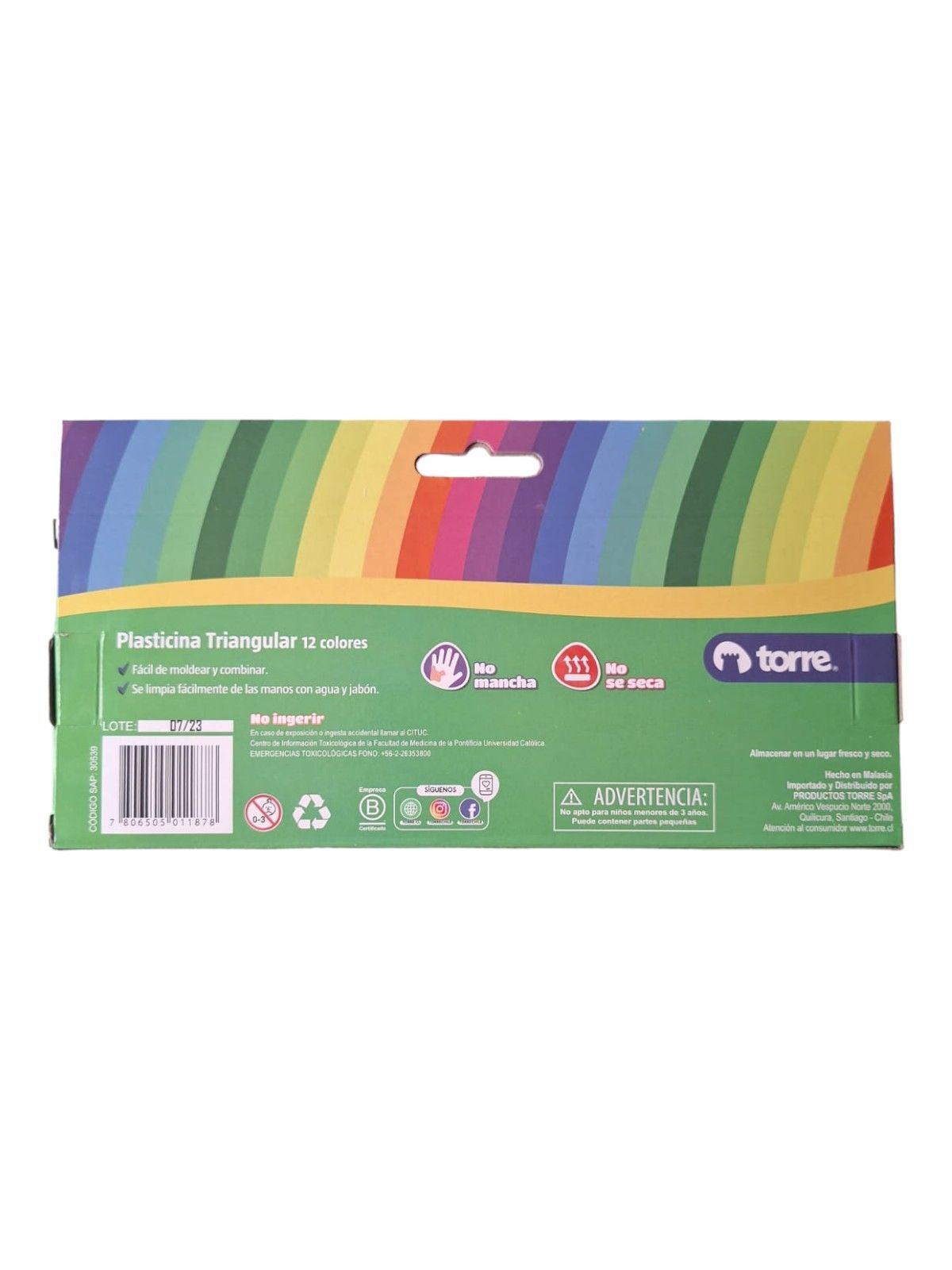 Plasticina Triangular 12 Colores Torre 200g-1