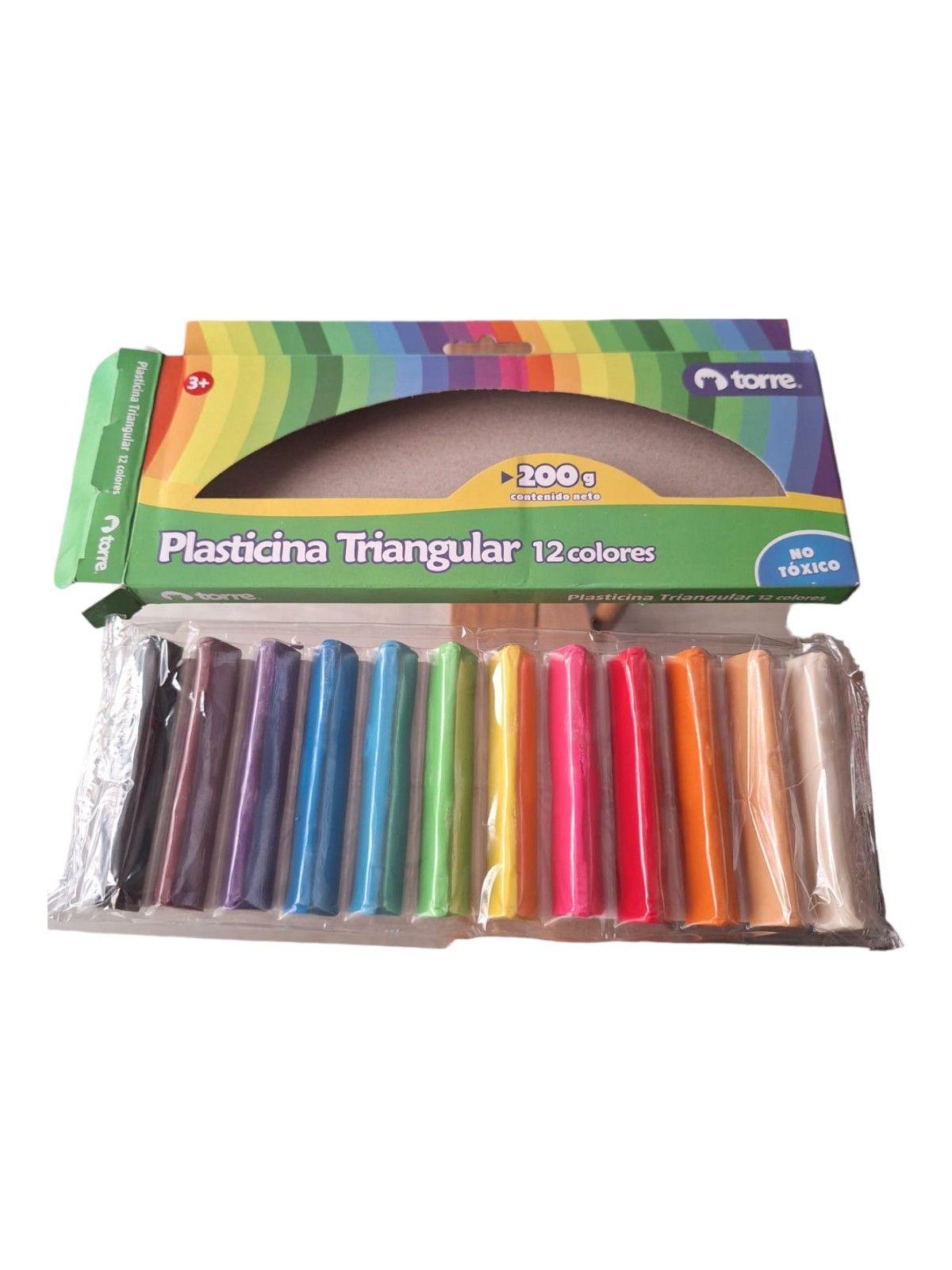 Plasticina Triangular 12 Colores Torre 200g-3