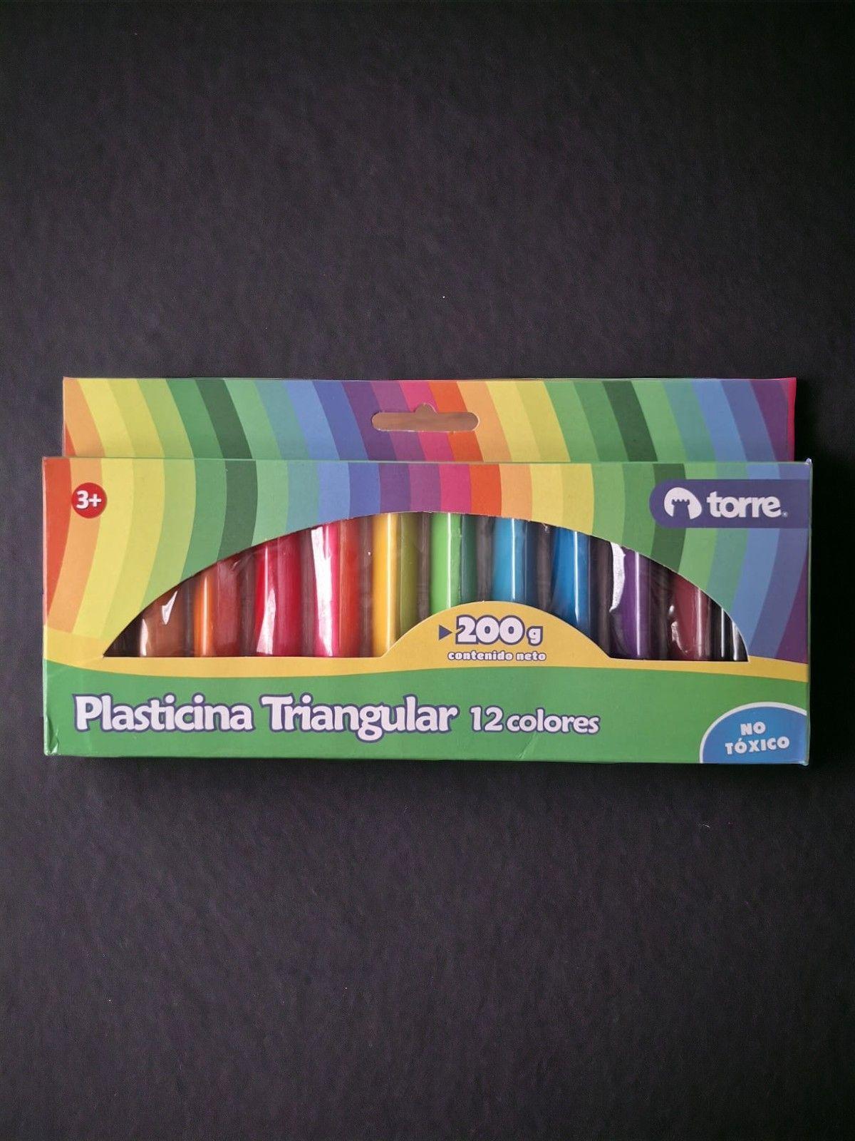 Plasticina Triangular 12 Colores Torre 200g-5