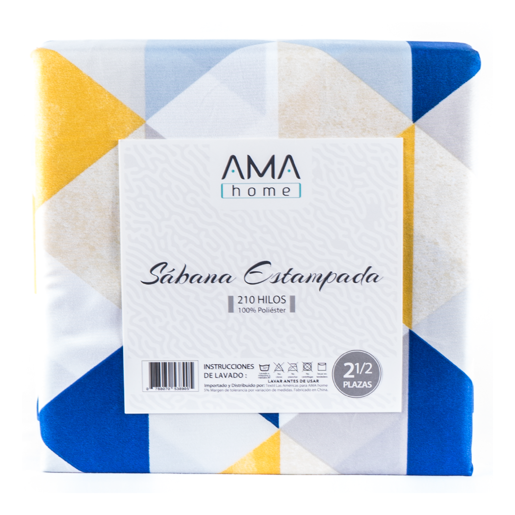 SABANAS MICROFIBRA AMA HOME 2 1/2 PLAZAS DISEÑO #8 + 2 Fundas-1
