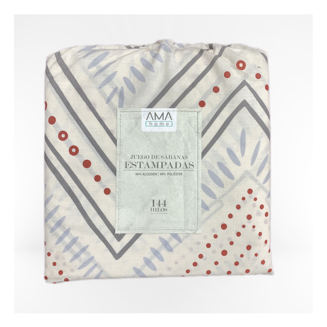 SABANA ESTAMPADA 144 HILOS AMA HOME 1 1/2 PLAZAS DISEÑO #5 + 1 FUNDA-1