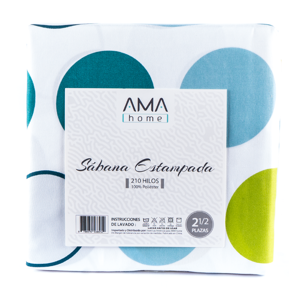 SABANAS MICROFIBRA AMA HOME 2 1/2 PLAZAS DISEÑO #5 + 2 Fundas-1