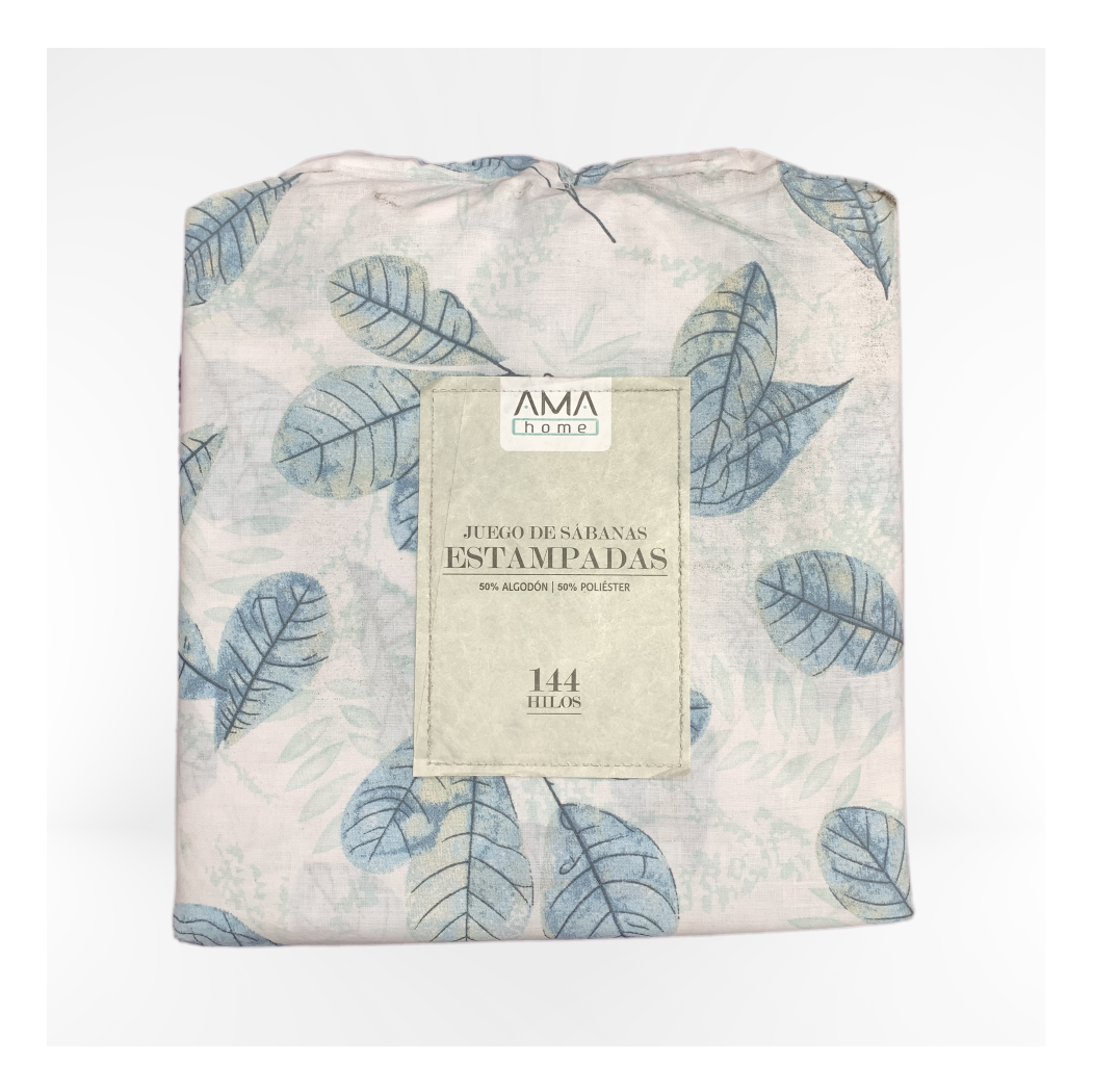 SABANA ESTAMPADA 144 HILOS AMA HOME 2 PLAZAS DISEÑO #3 + 2 FUNDAS-1