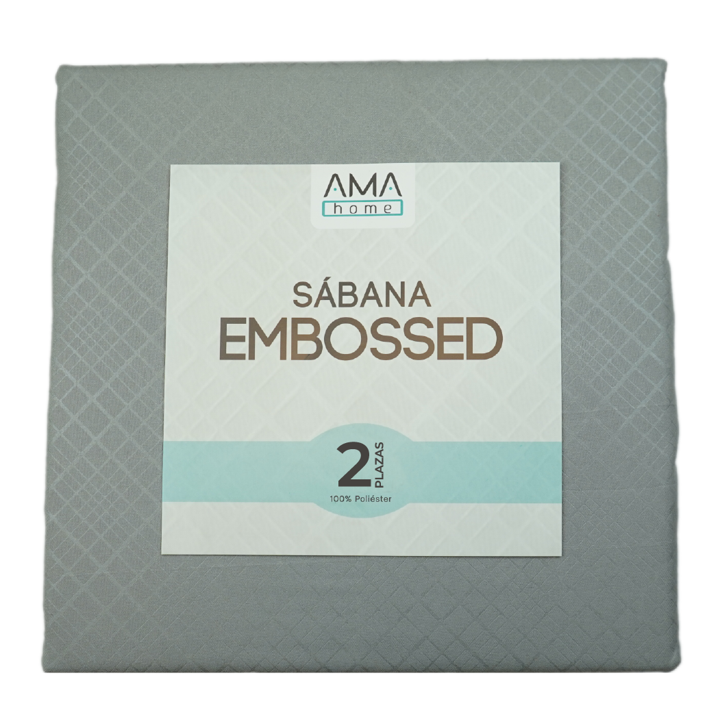 SABANA MICROFIBRA AMA HOME EMBOSSED 2 PLAZAS GRIS + 2 FUNDA-2
