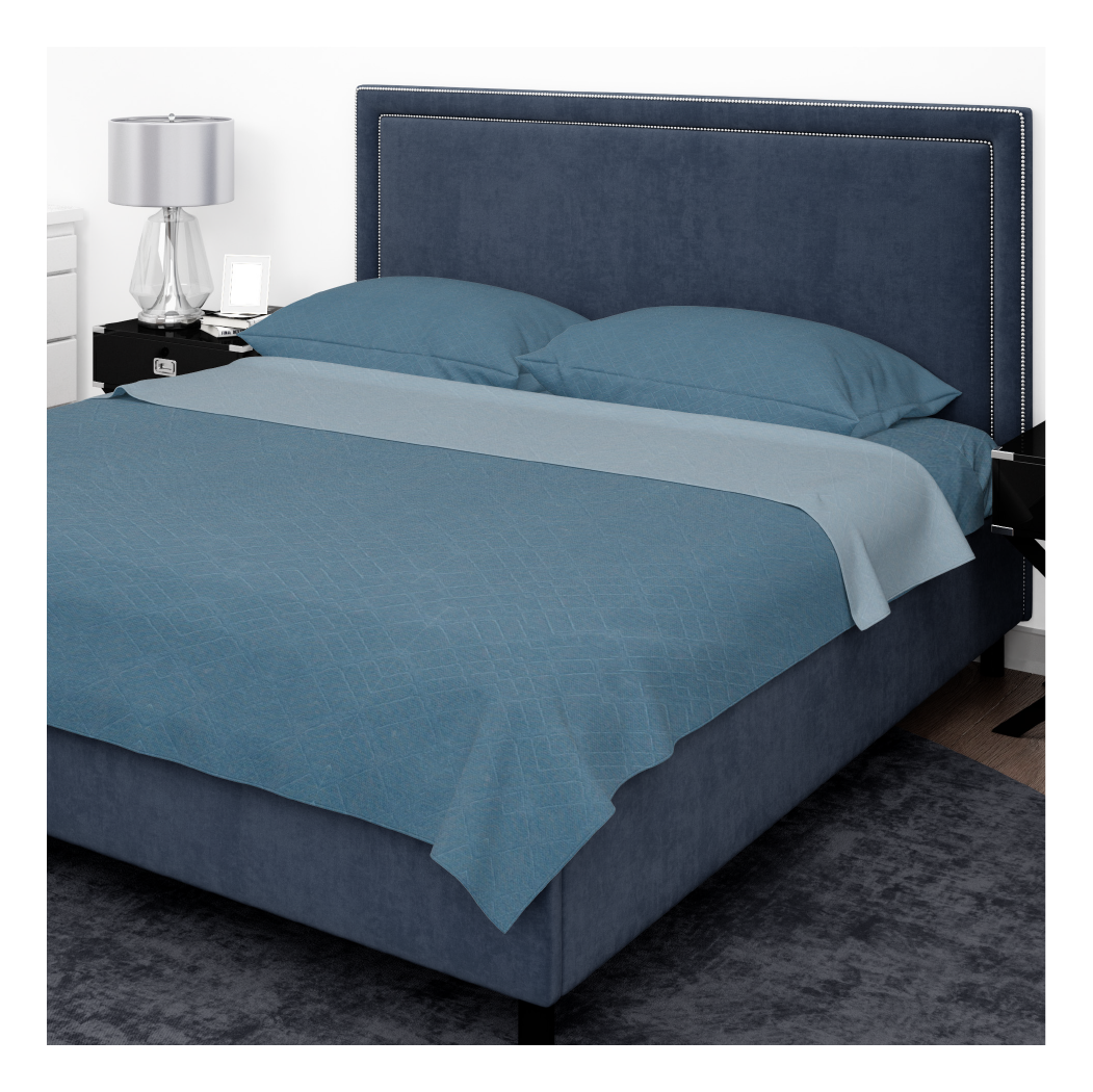 SABANA MICROFIBRA AMA HOME EMBOSSED 1 1/2 PLAZAS AZUL + 1 FUNDA-0