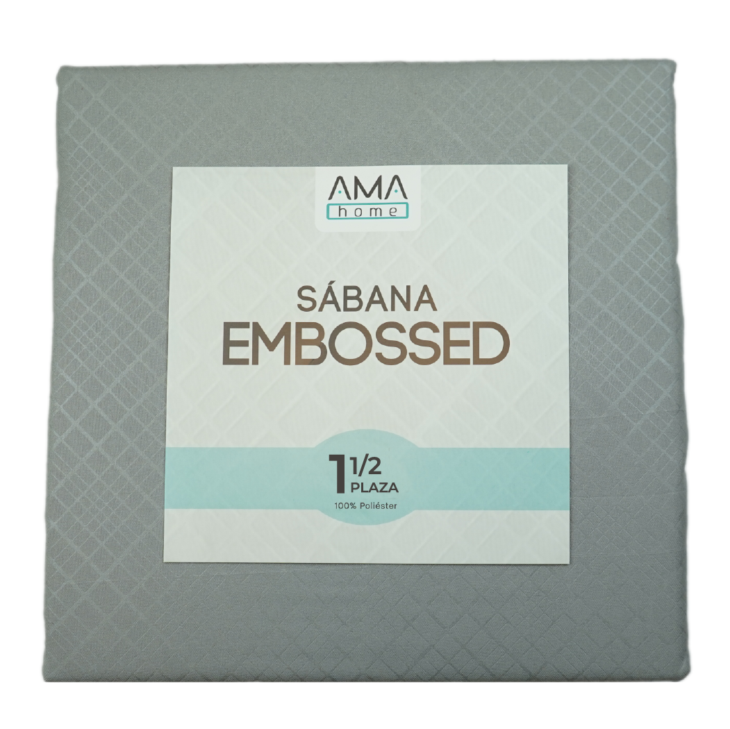 SABANA MICROFIBRA AMA HOME EMBOSSED 1 1/2 PLAZAS GRIS + 1 FUNDA-2