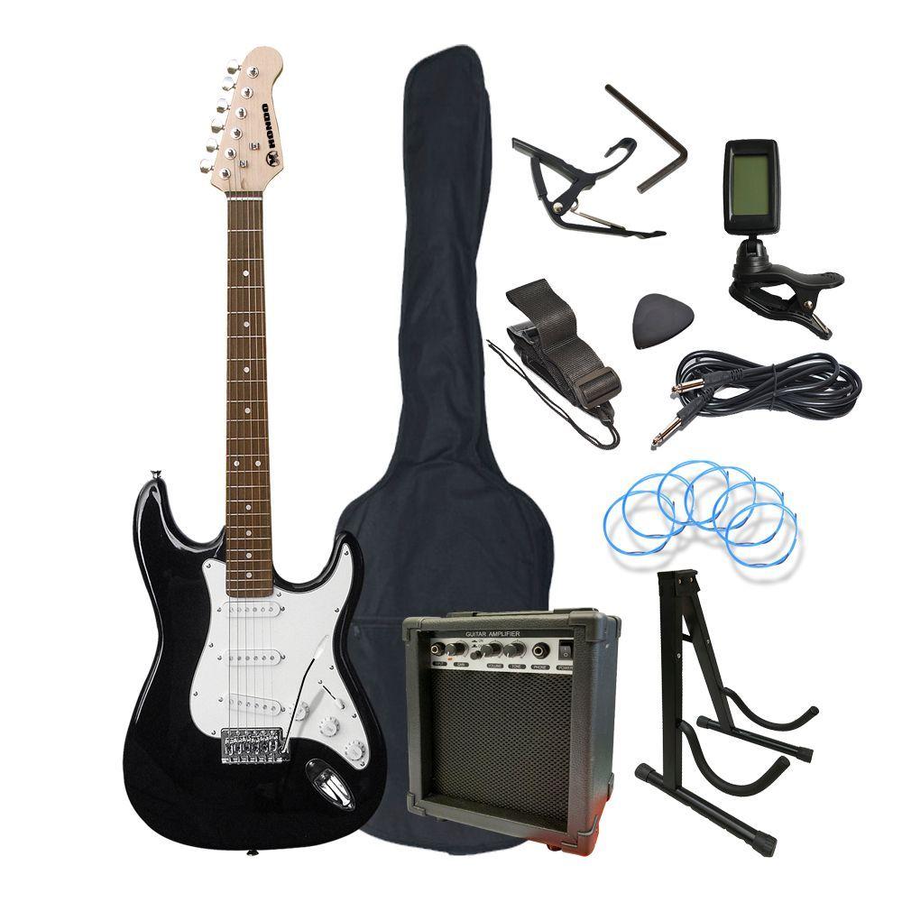 PACK DE GUITARRA ELECTRICA NEGRO HONDO-0