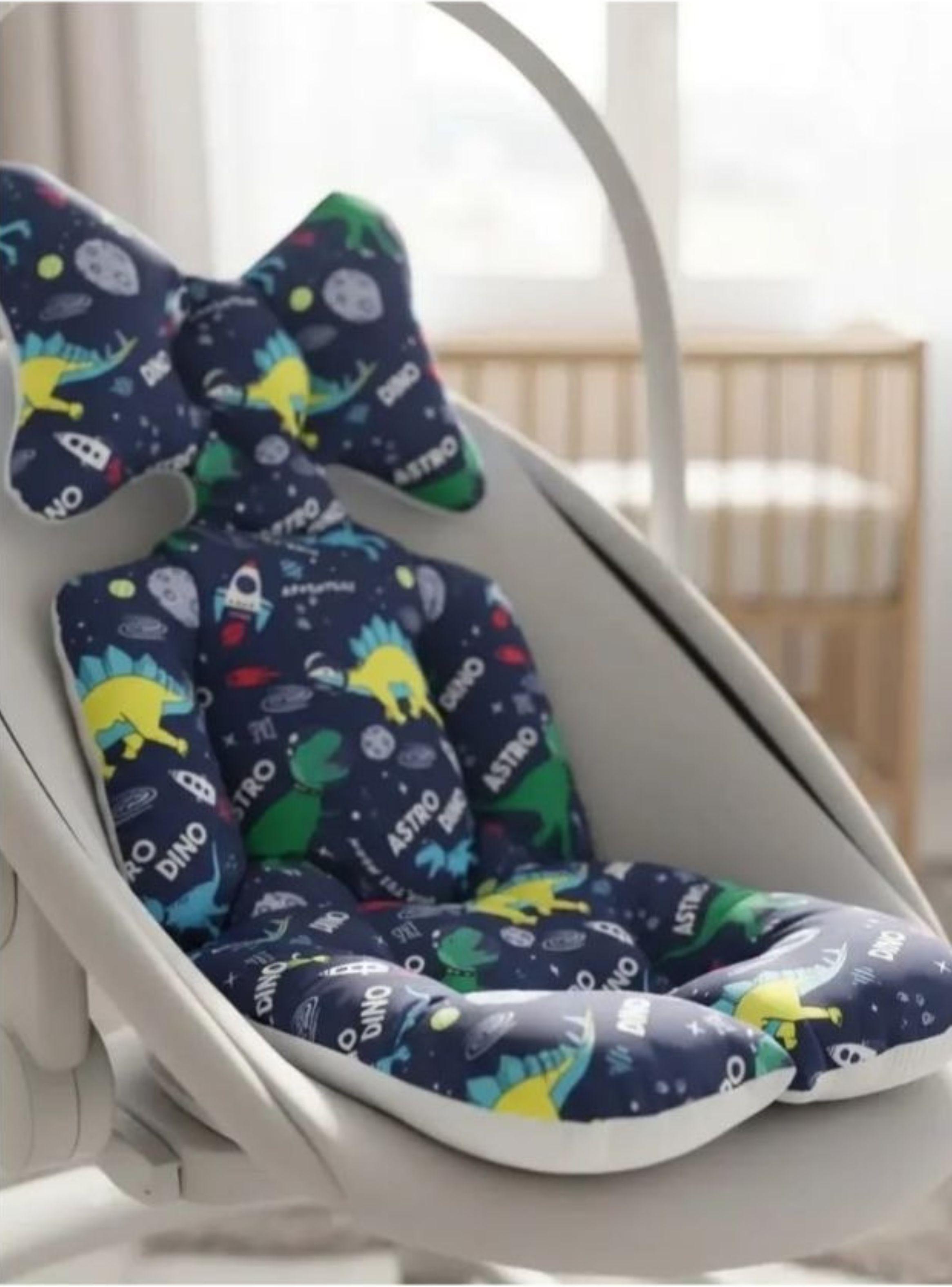 Cojín Asiento De Coche Carriola De Bebé Azul Dinosaurios-2