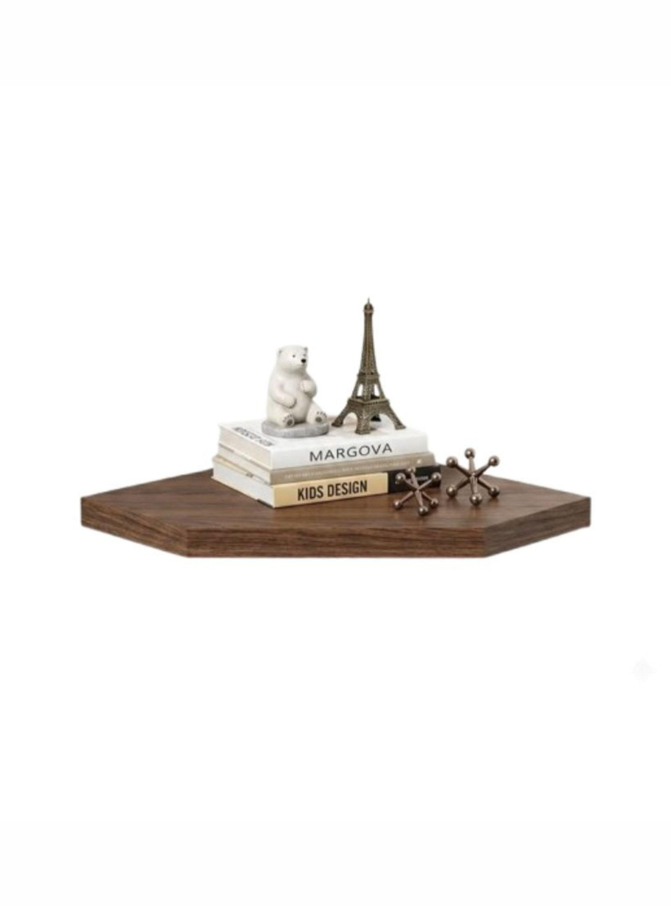 Repisa De Esquina Flotante Minimalista Organizador Nogal Oscuro 25cm-0