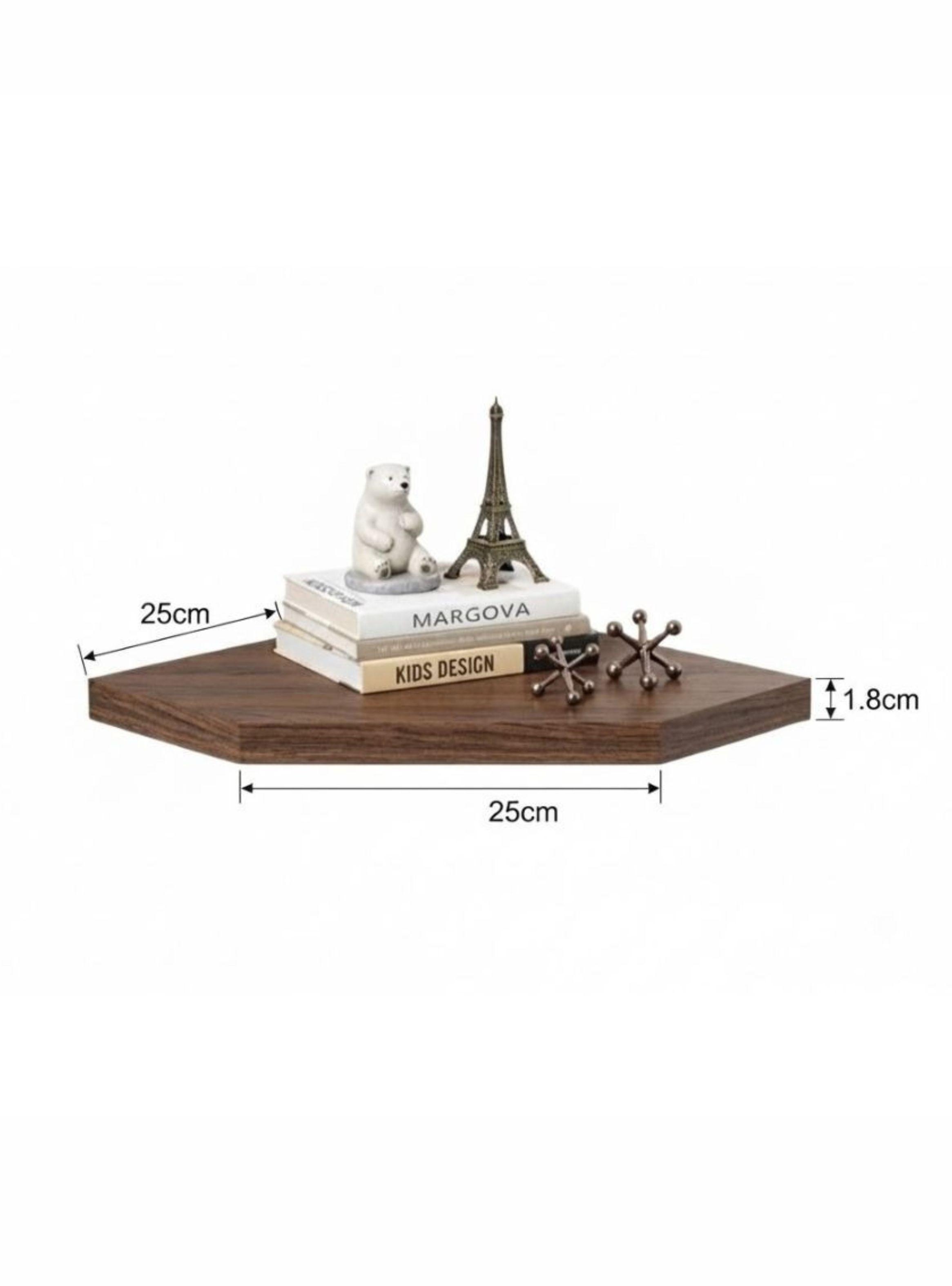 Repisa De Esquina Flotante Minimalista Organizador Nogal Oscuro 25cm-1