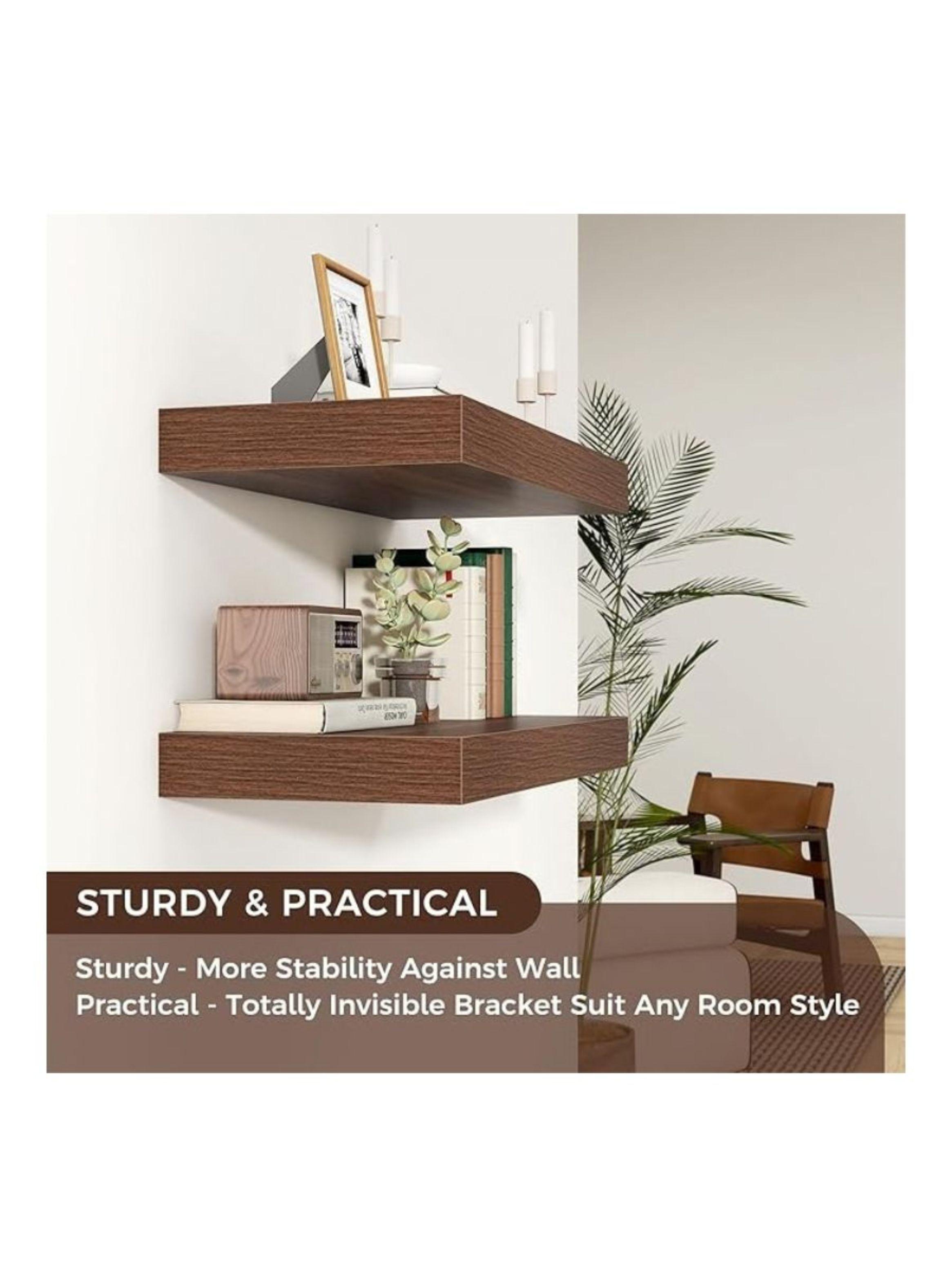 Repisa Estante Flotante Decorativa Cafe 60x23.5x3.8cm-2