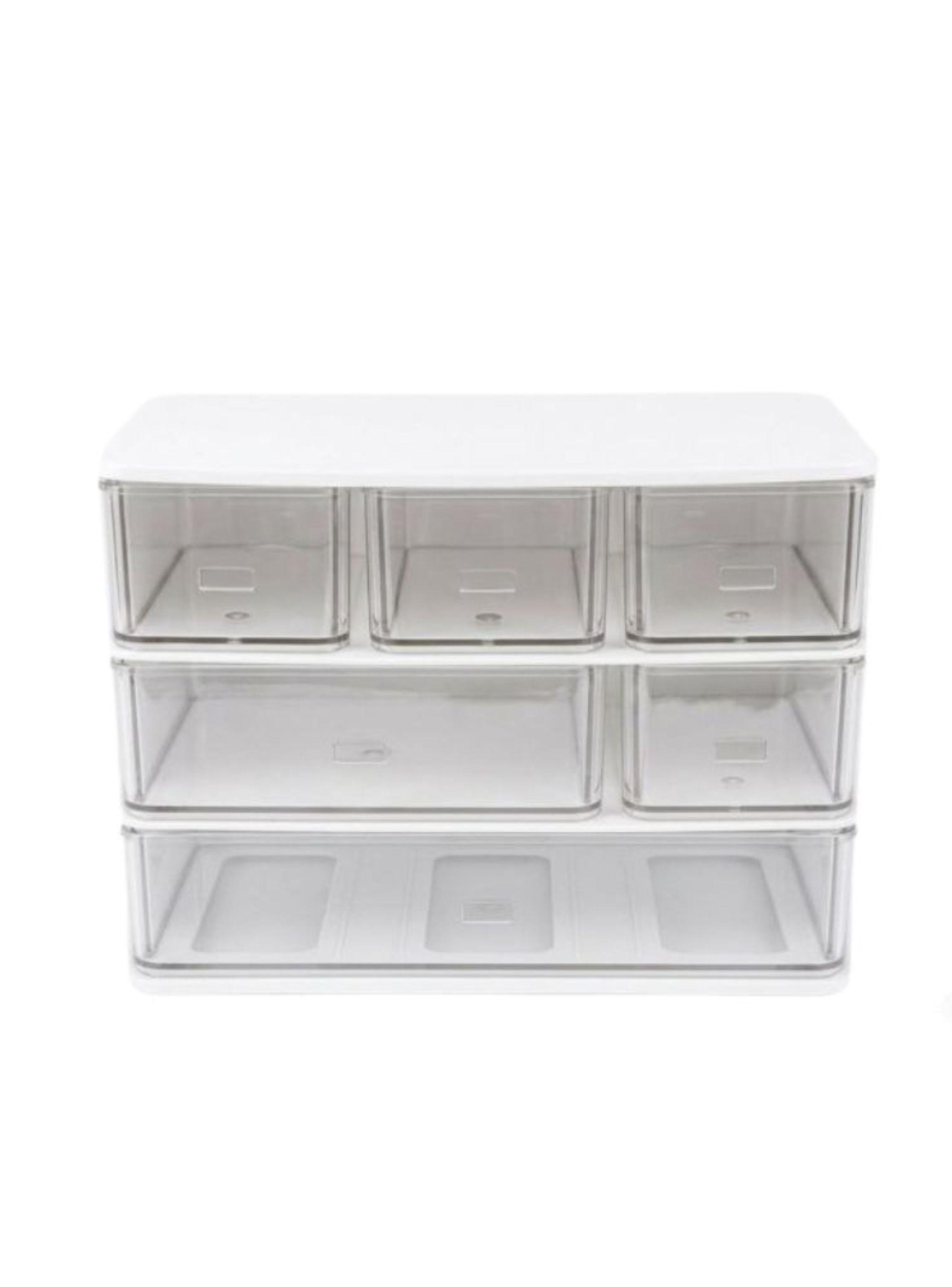  Organizador Escritorio Cajones Plástico Apilable Transparente-0