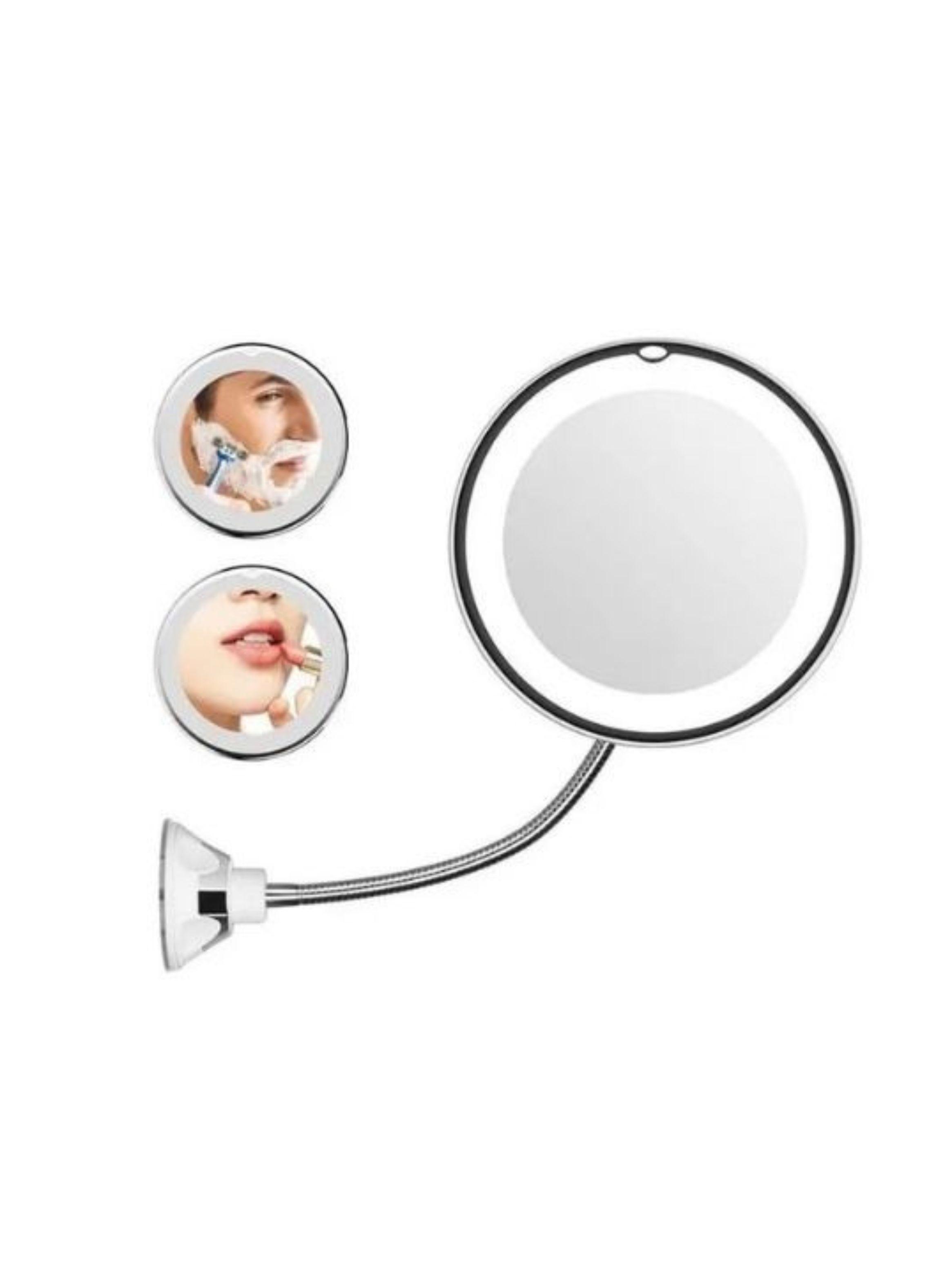 Espejo Maquillaje LED 10X Aumento Flexible Ventosa 360° Iluminado-2
