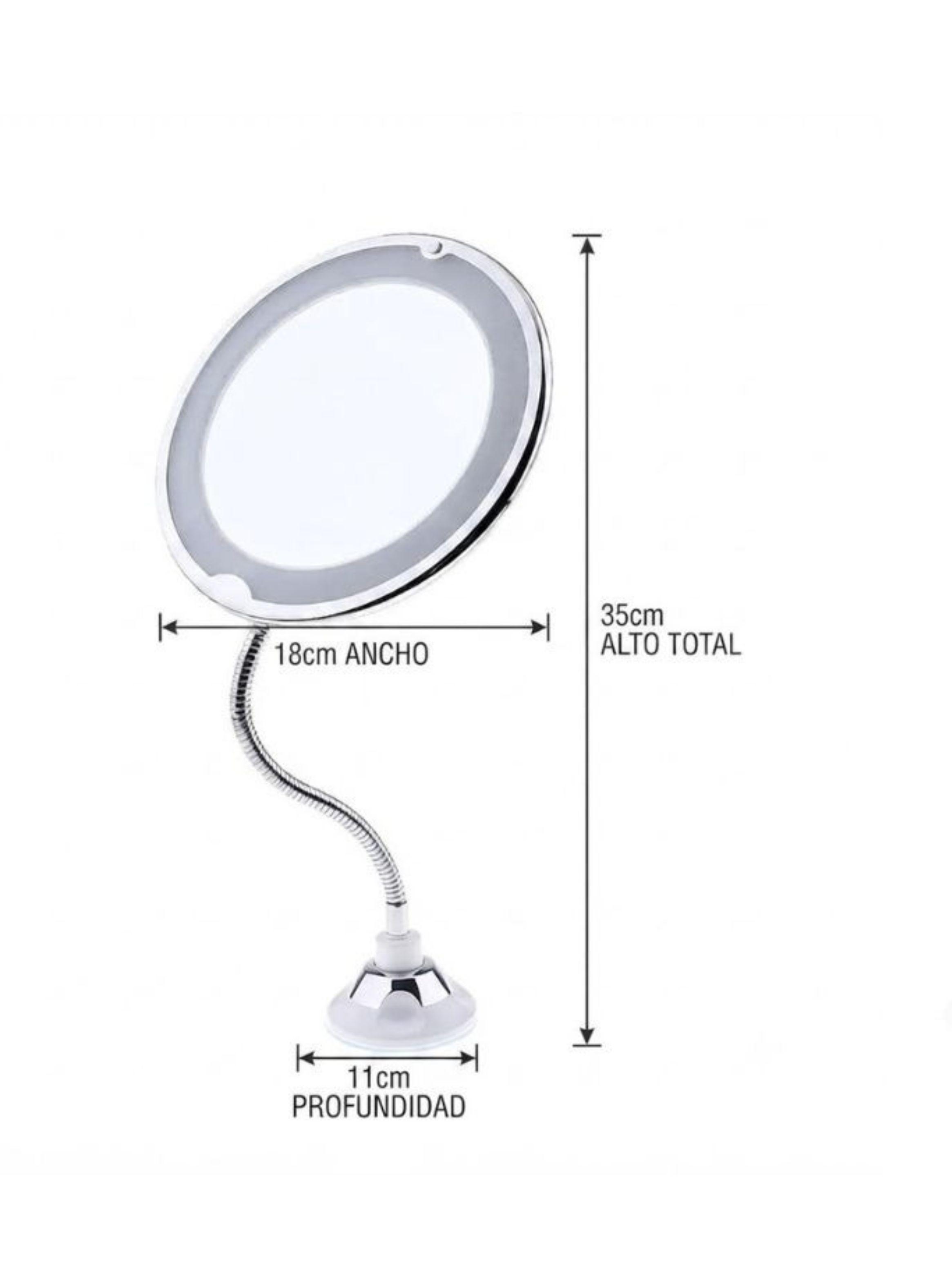 Espejo Maquillaje LED 10X Aumento Flexible Ventosa 360° Iluminado-3