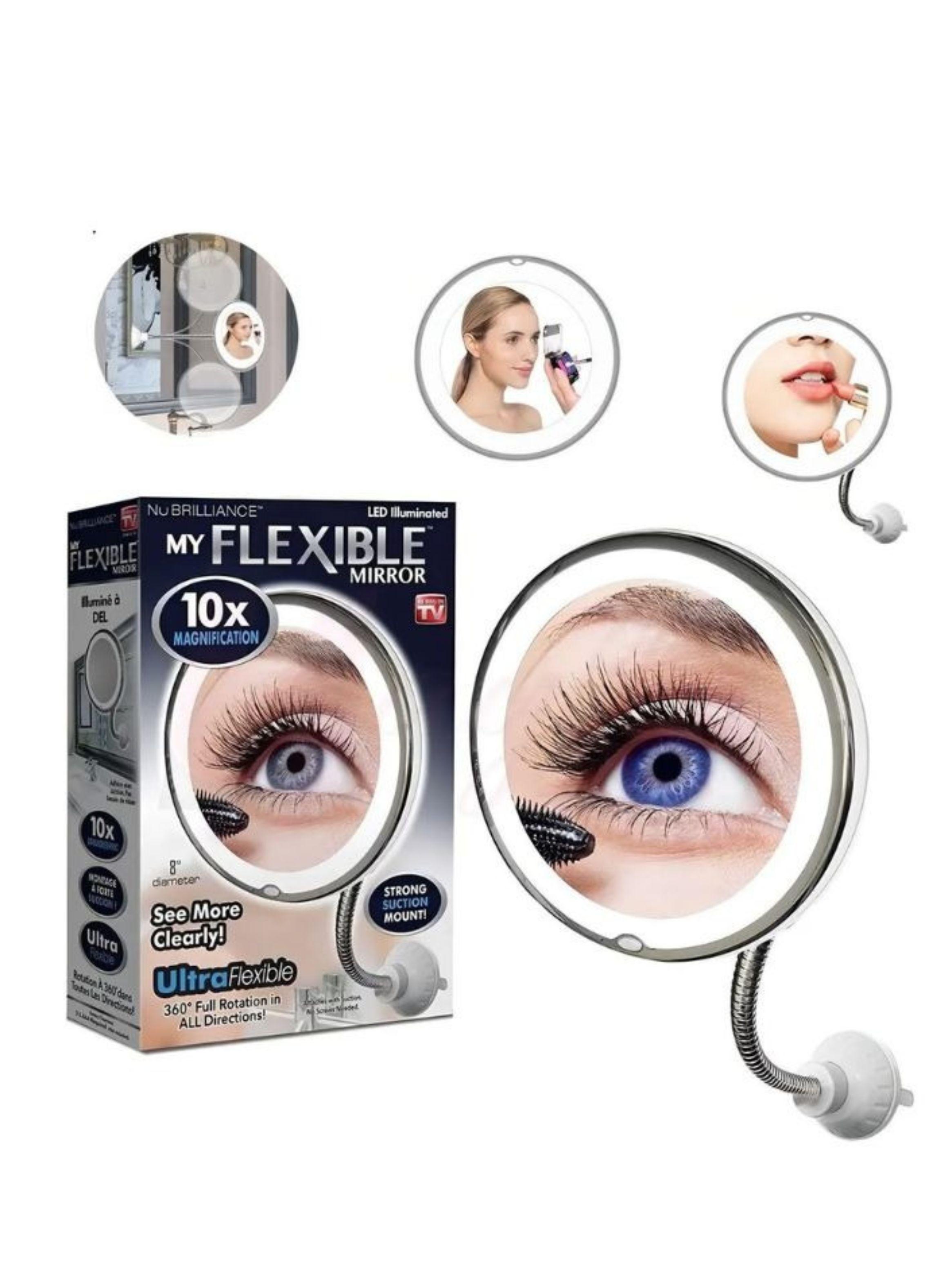Espejo Maquillaje LED 10X Aumento Flexible Ventosa 360° Iluminado-4