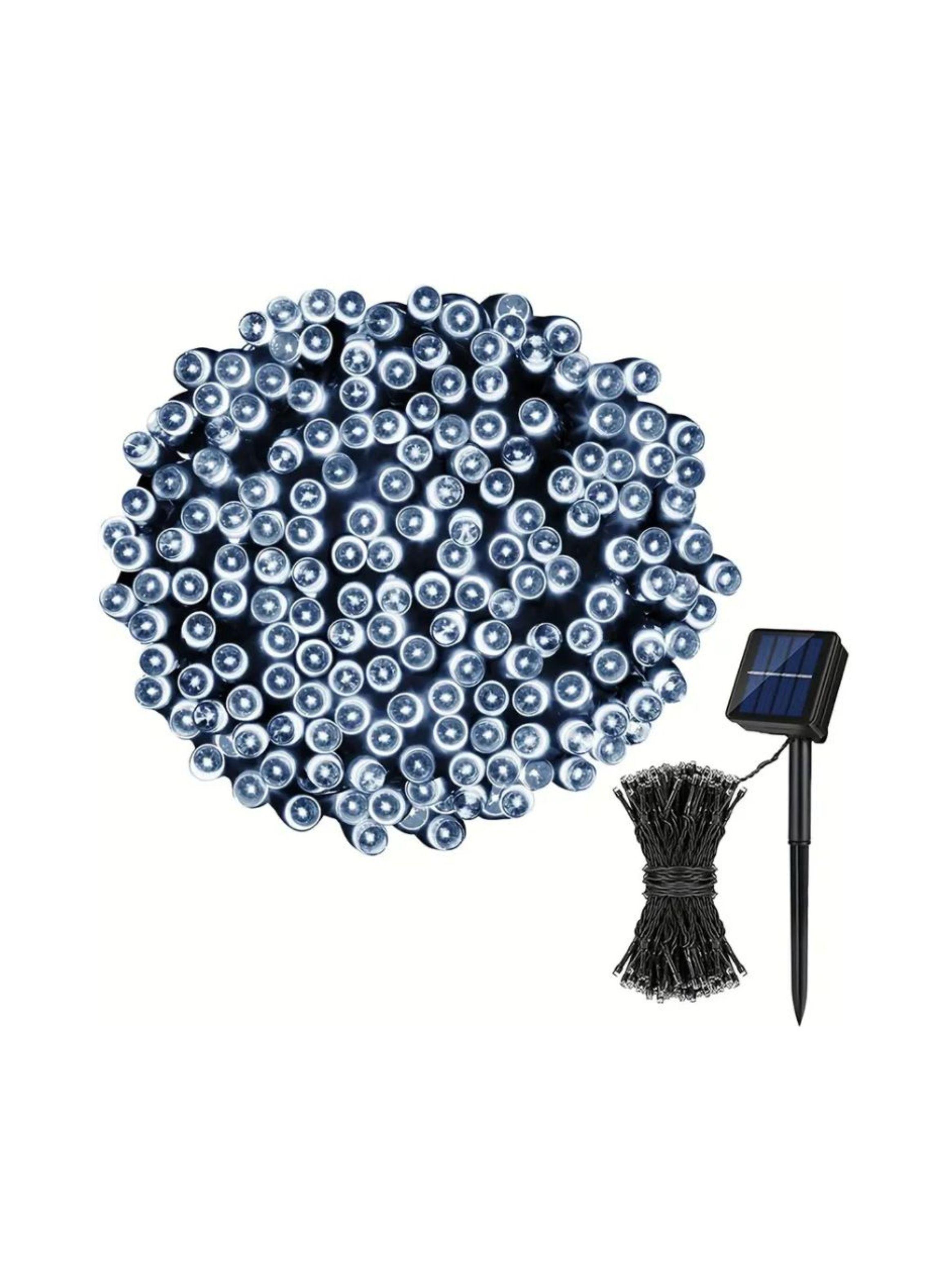 Luces De Exteriores 200 LED Blancas Con Panel Solar 20 Metros-0