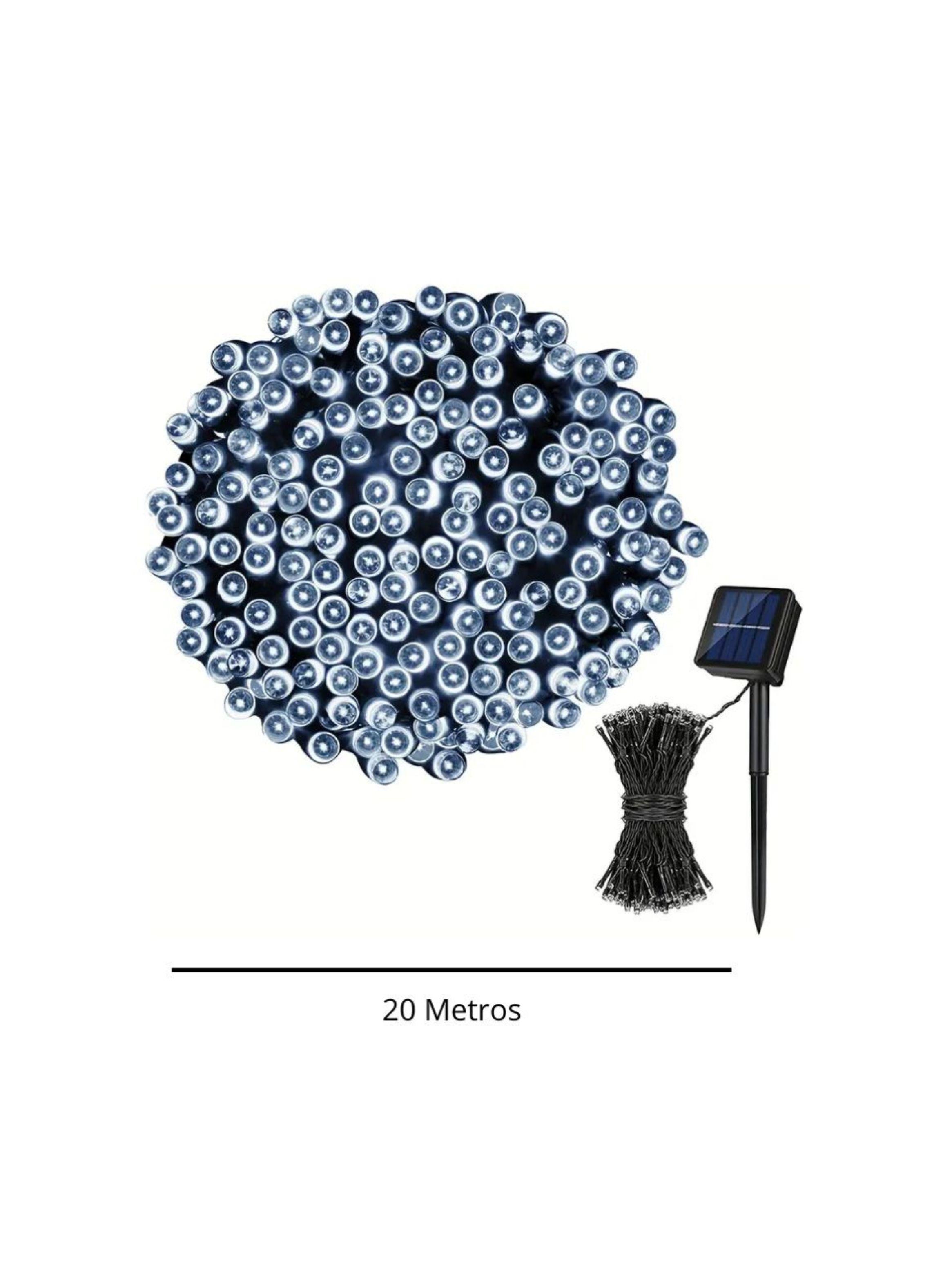 Luces De Exteriores 200 LED Blancas Con Panel Solar 20 Metros-1