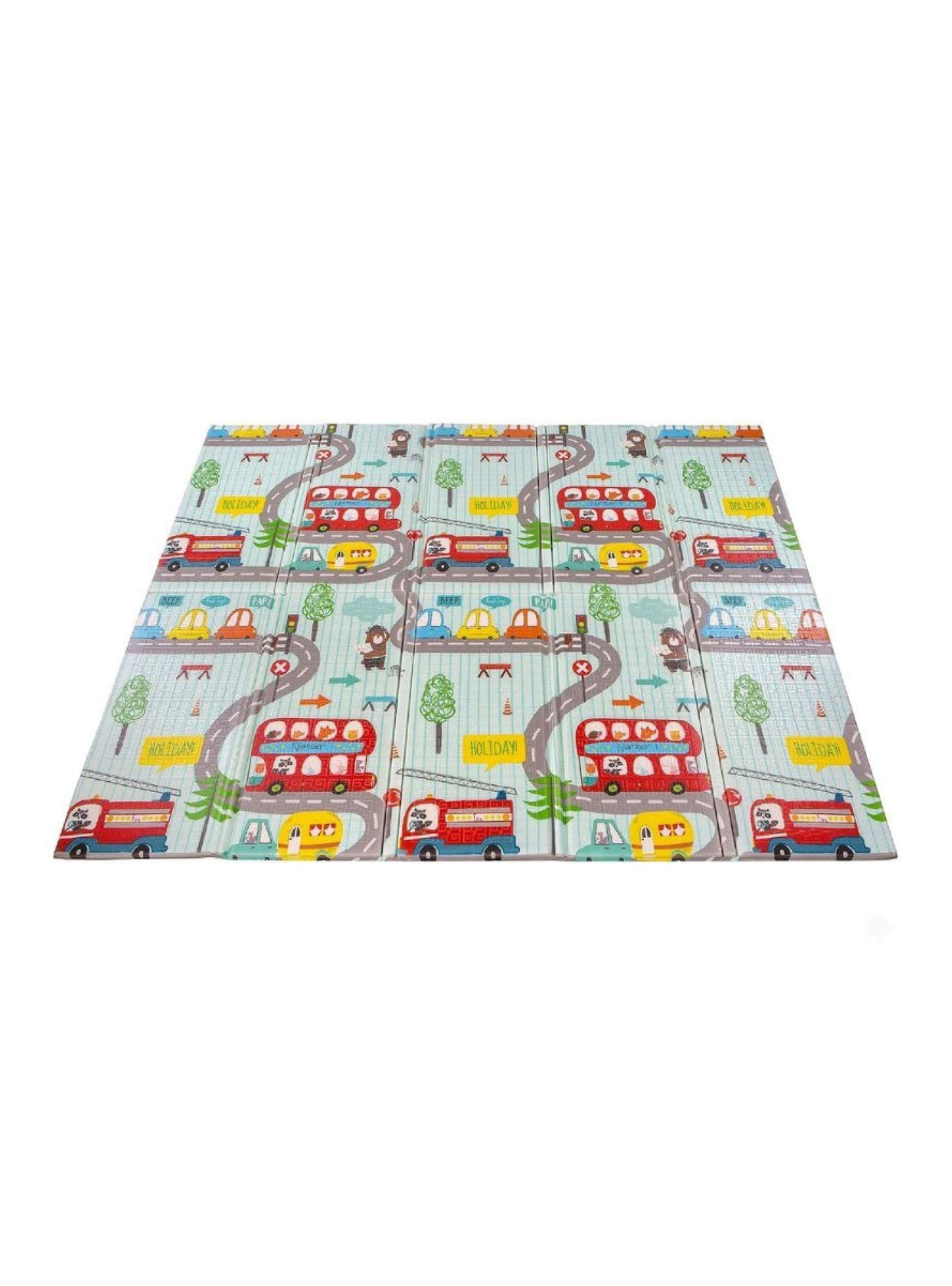  Tapete Plegable Bebé 200x180cm Diseño Ciudad Autos Impermeable Antideslizante-0