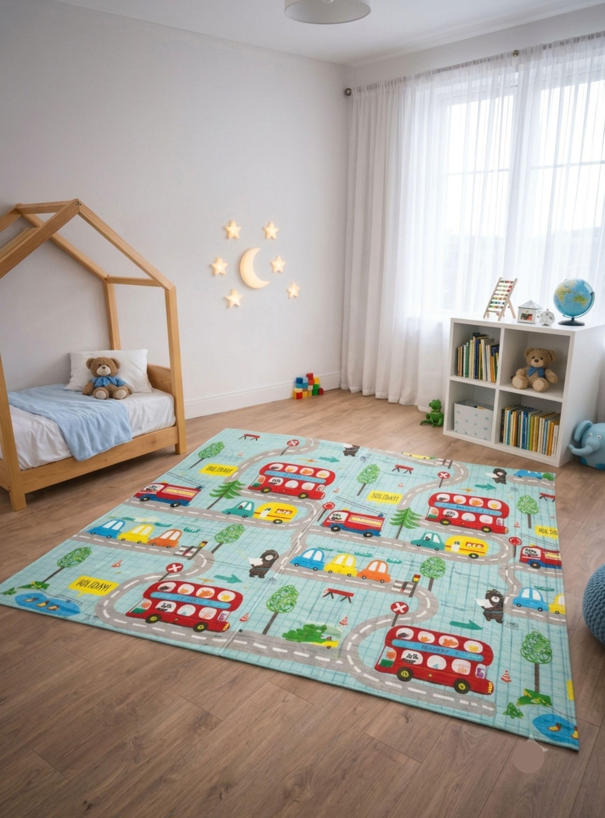  Tapete Plegable Bebé 200x180cm Diseño Ciudad Autos Impermeable Antideslizante-2