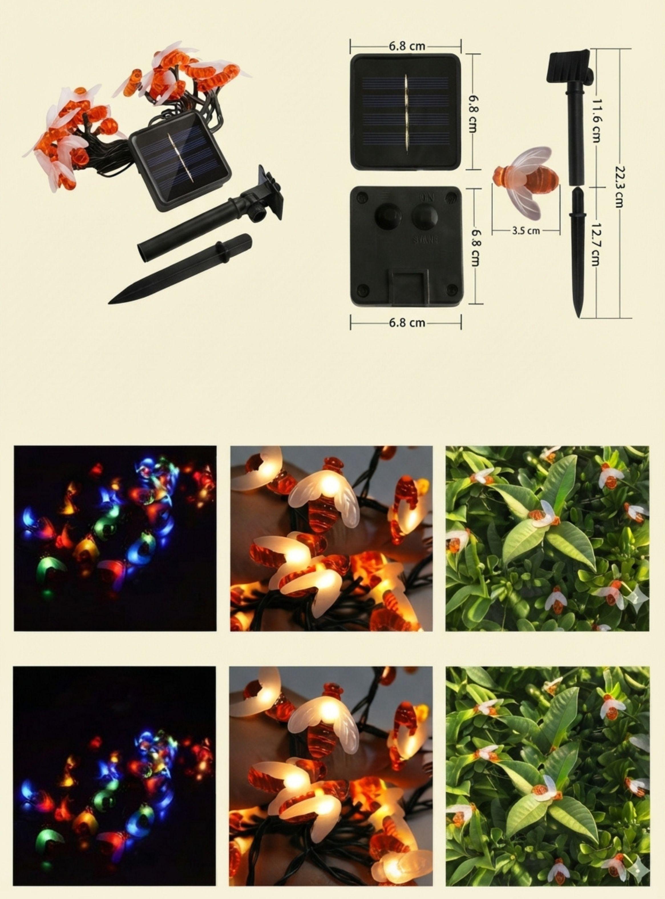 Guirnalda Solar Led Forma De Abeja Impermeable Decoración Jardín-1