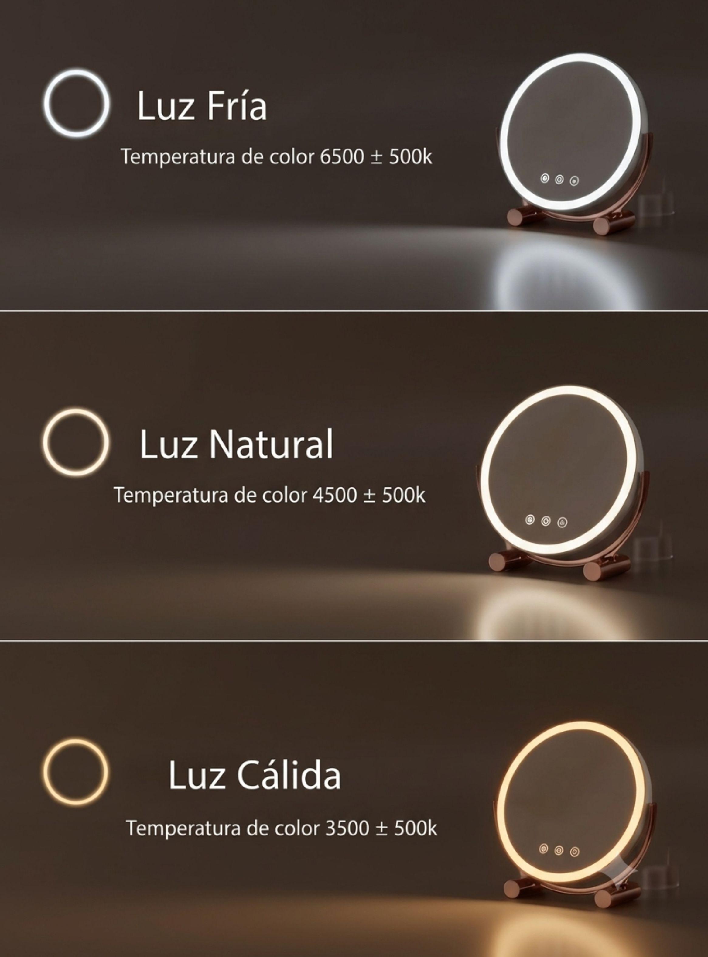  Espejo De Maquillaje Con Luz Led Recargable De Mesa Blanco-3
