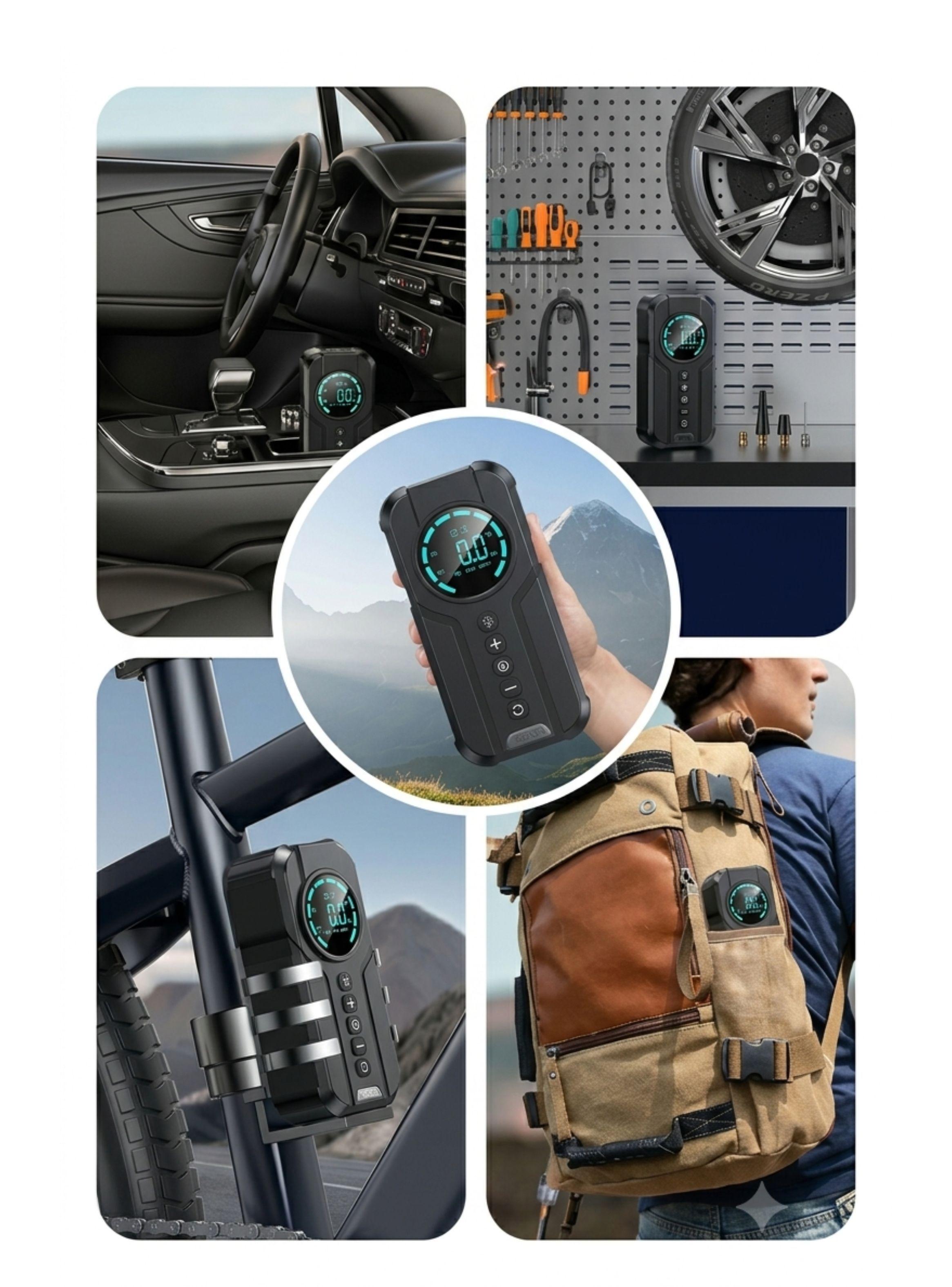 Compresor Aire Portatil Arrancador De Bateria Auto-4