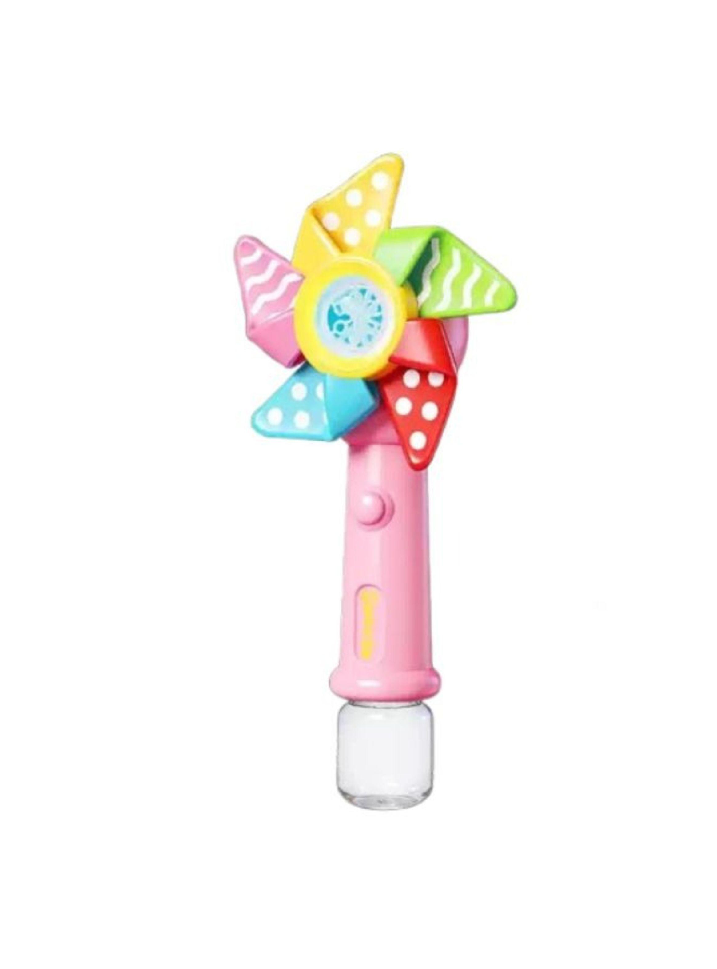 Varita Molinillo Burbujas Eléctrica Luz Multicolor Juguete Exterior Rosa-0