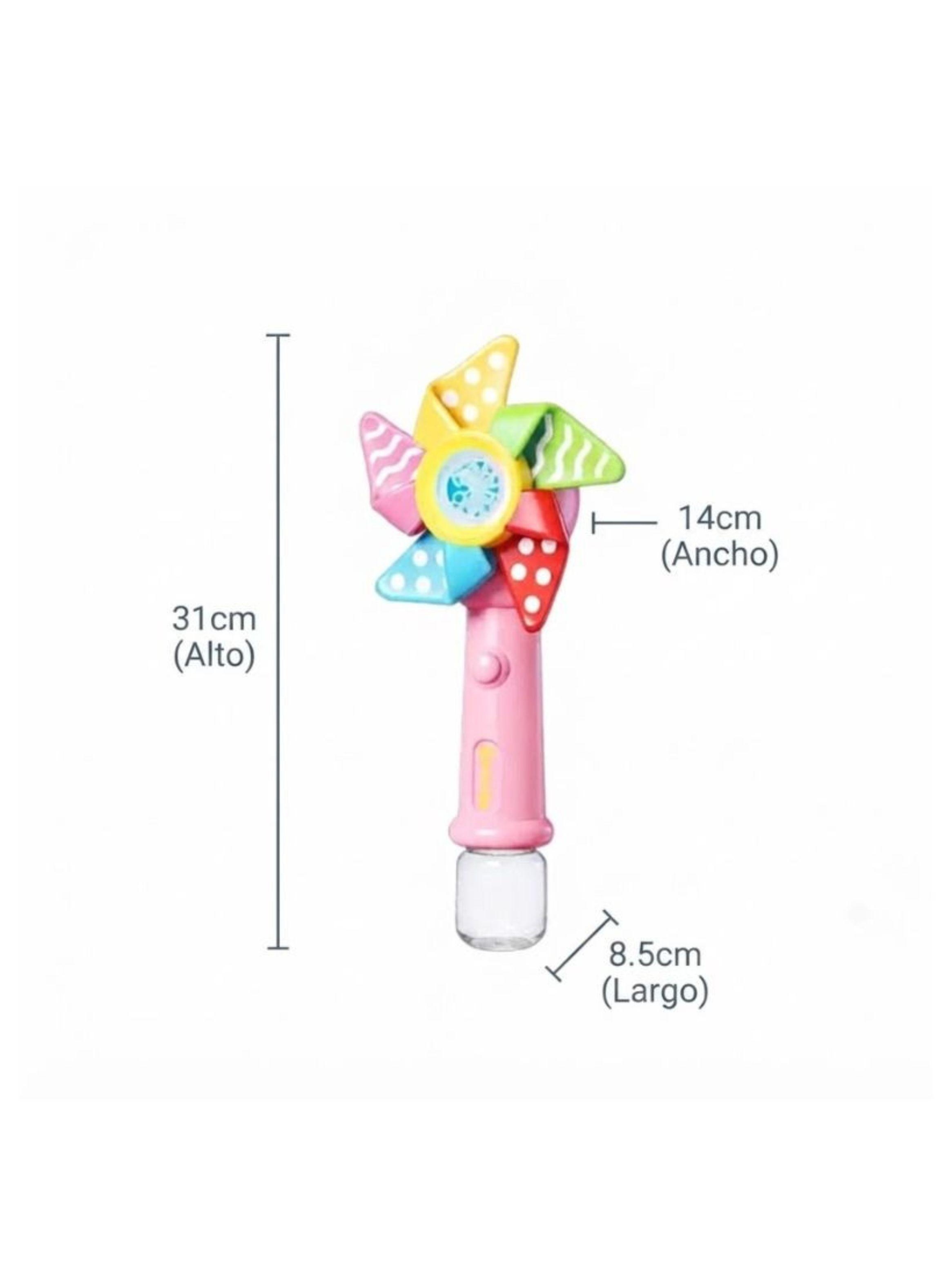 Varita Molinillo Burbujas Eléctrica Luz Multicolor Juguete Exterior Rosa-1