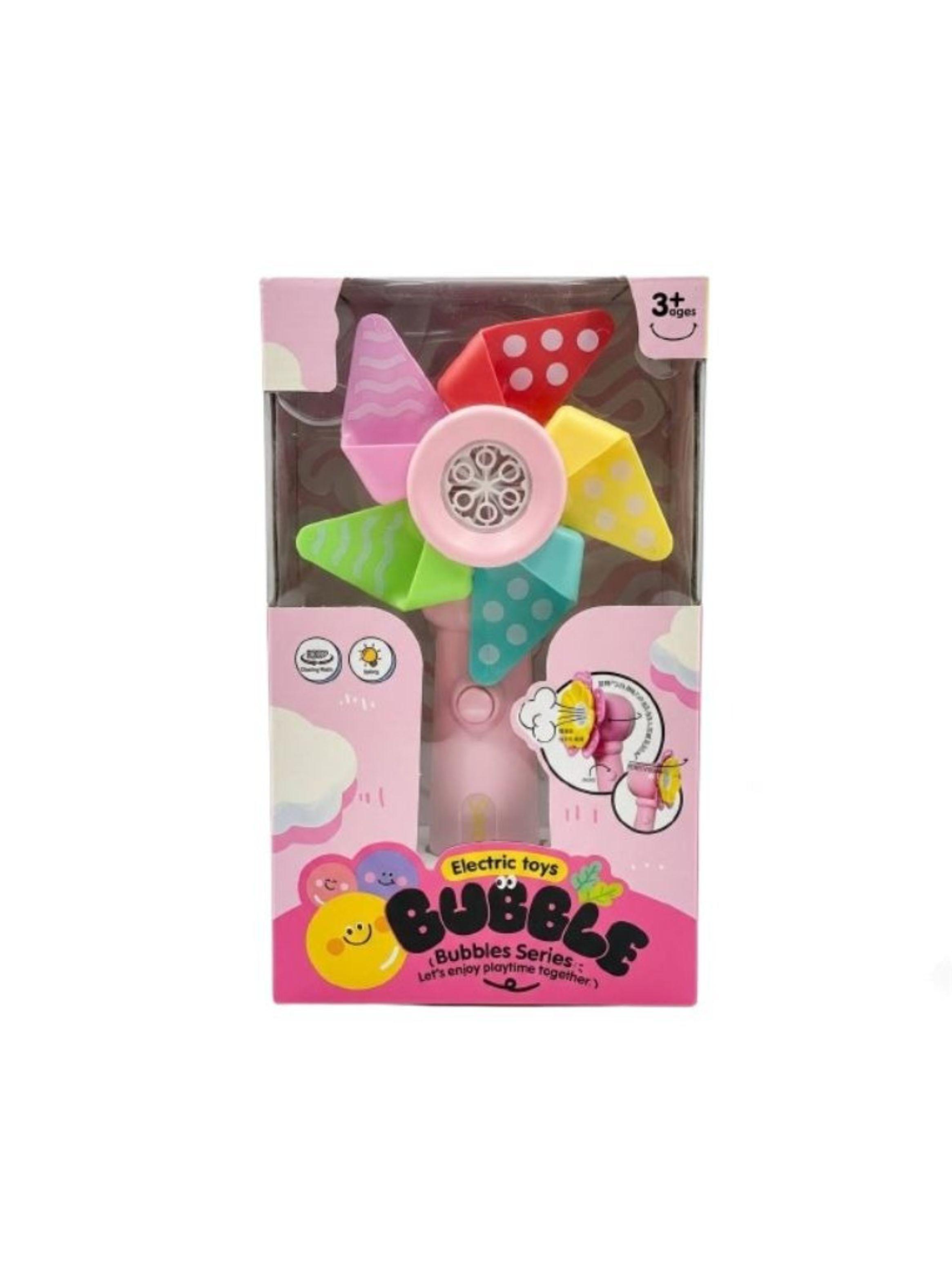 Varita Molinillo Burbujas Eléctrica Luz Multicolor Juguete Exterior Rosa-2