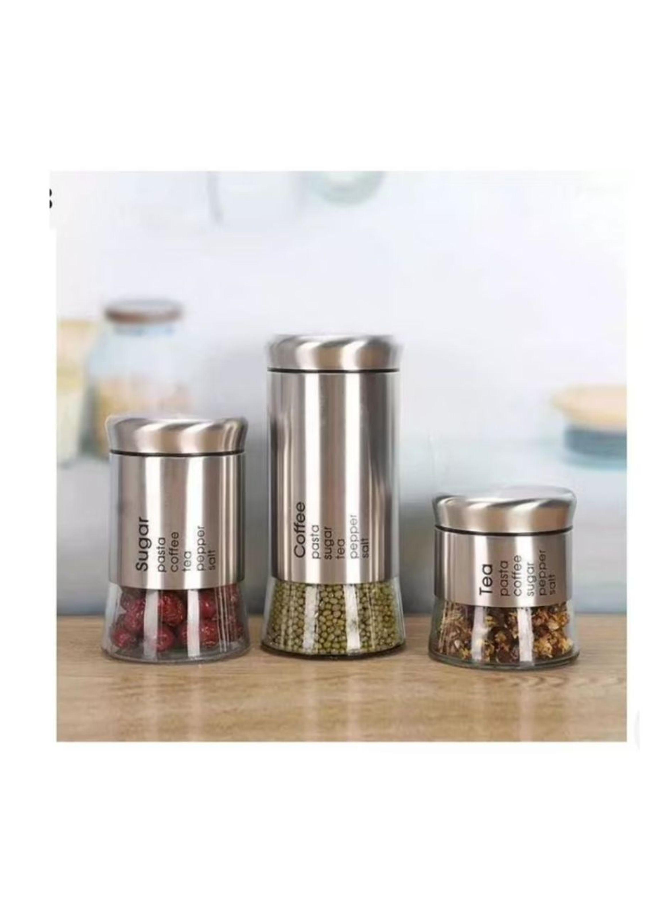 Set 3 Frascos Vidrio Especieros de Cocina -3