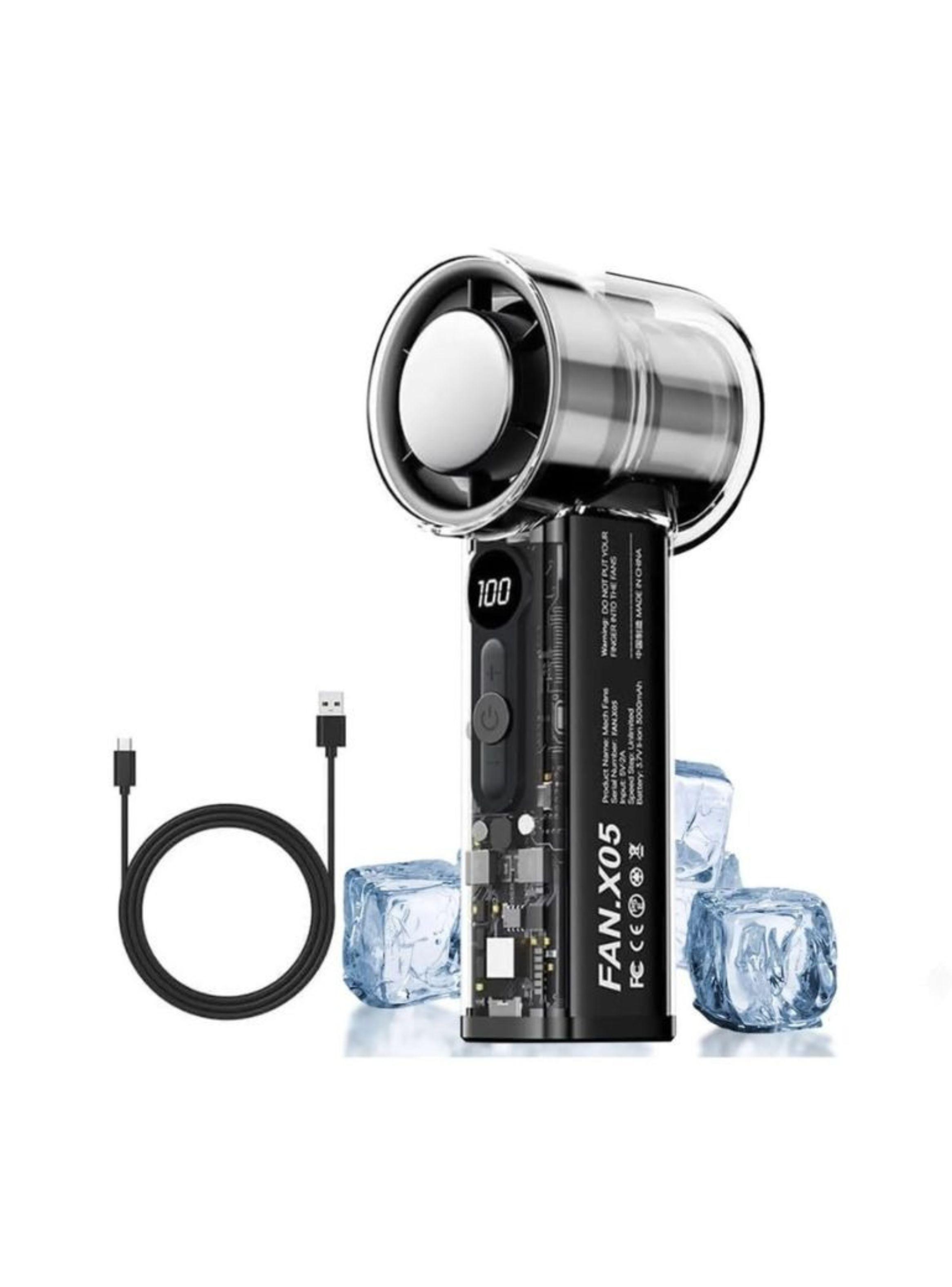 Mini Ventilador Mano Turbo Alta Potencia Pantalla LED Recargable-4