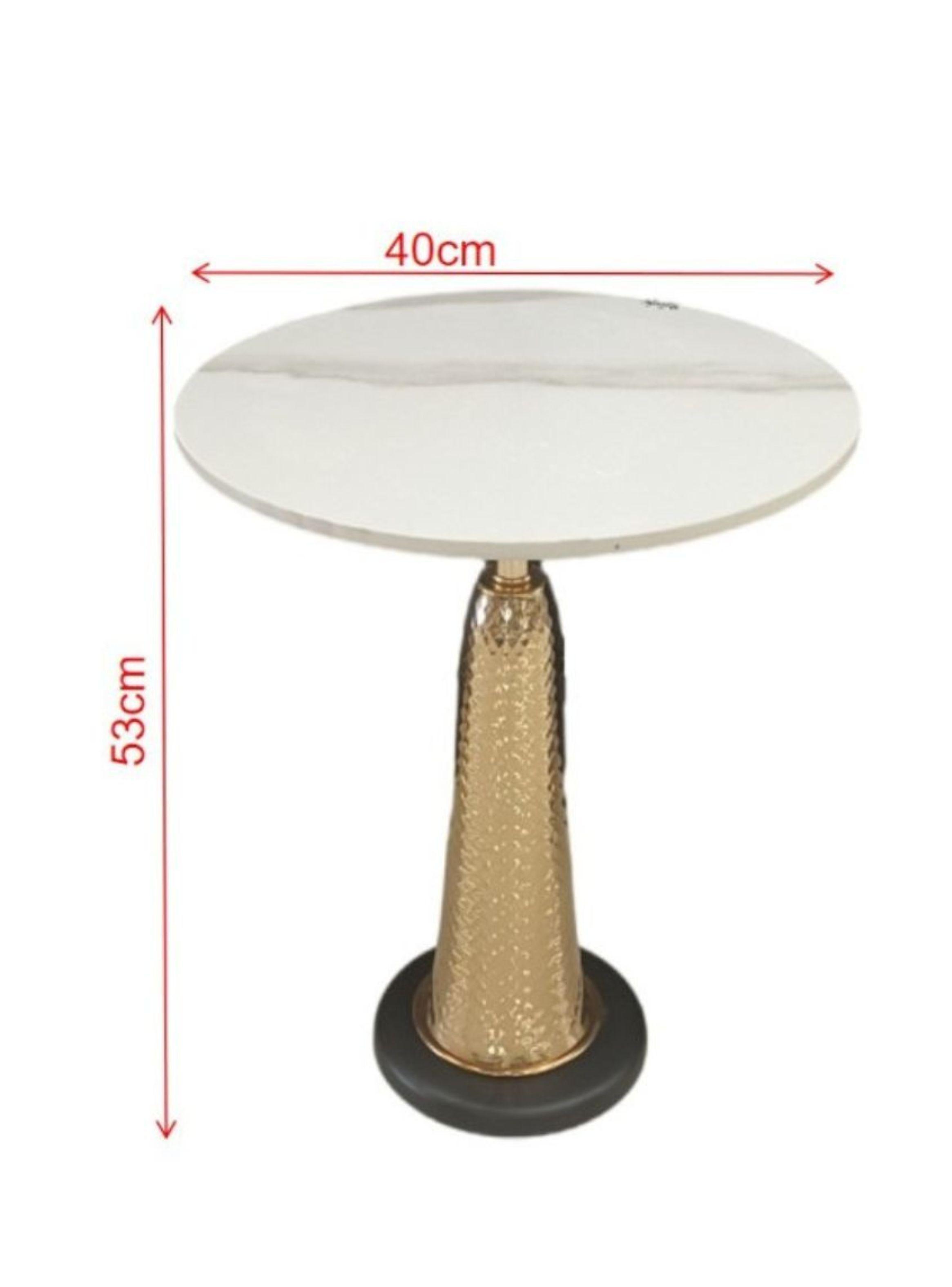 Mesa De Centro Redonda Color Blanco Con Base Dorado-2