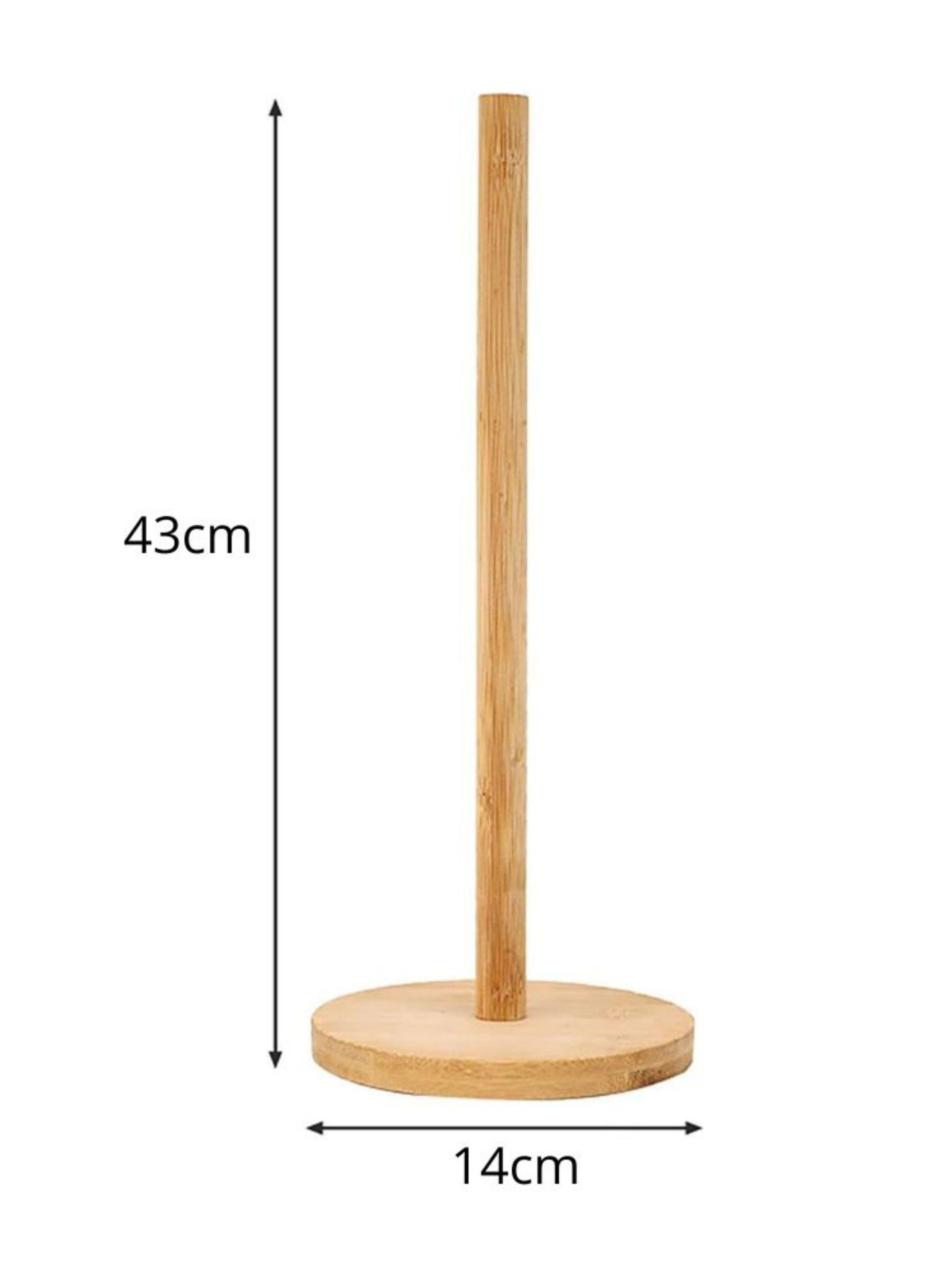 Porta Rollo De Cocina Madera Bambú Soporte Toalla Nova 43x14cm-3