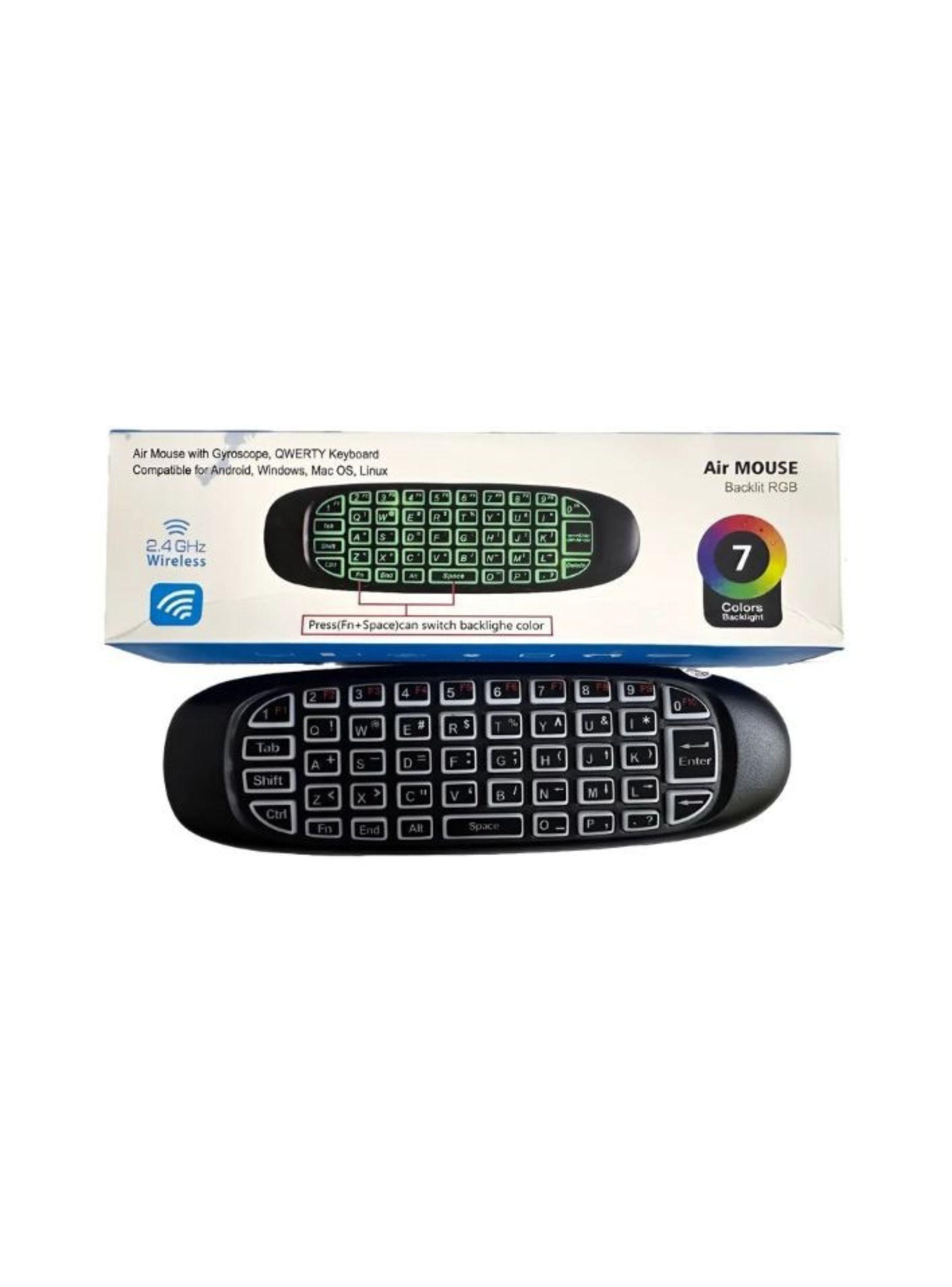  Air Mouse Teclado QWERTY Inalámbrico RGB 7 Colores Smart TV PC-2