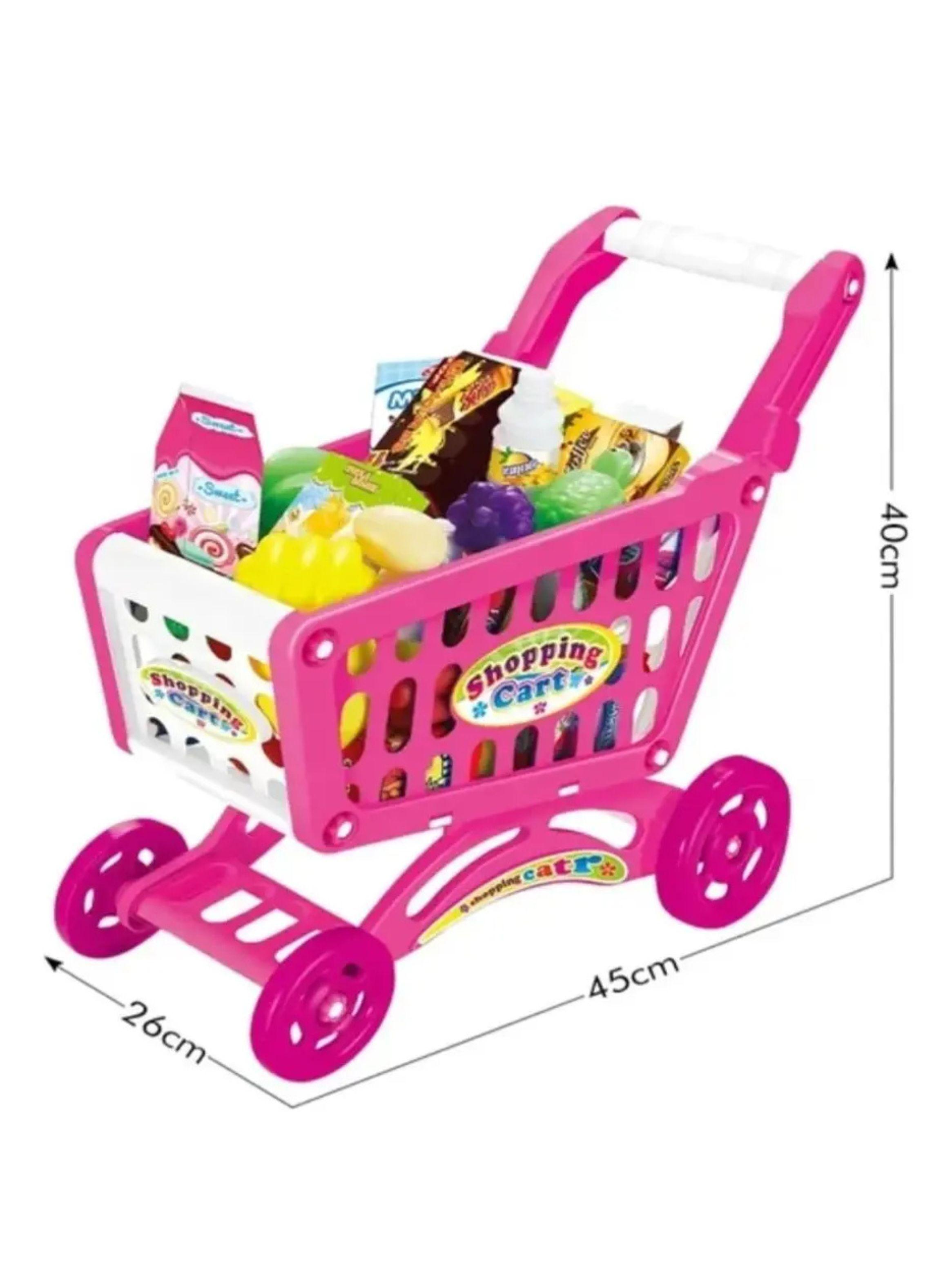 Carrito Supermercado Juguete Para Niños Rosado 56 Piezas-2