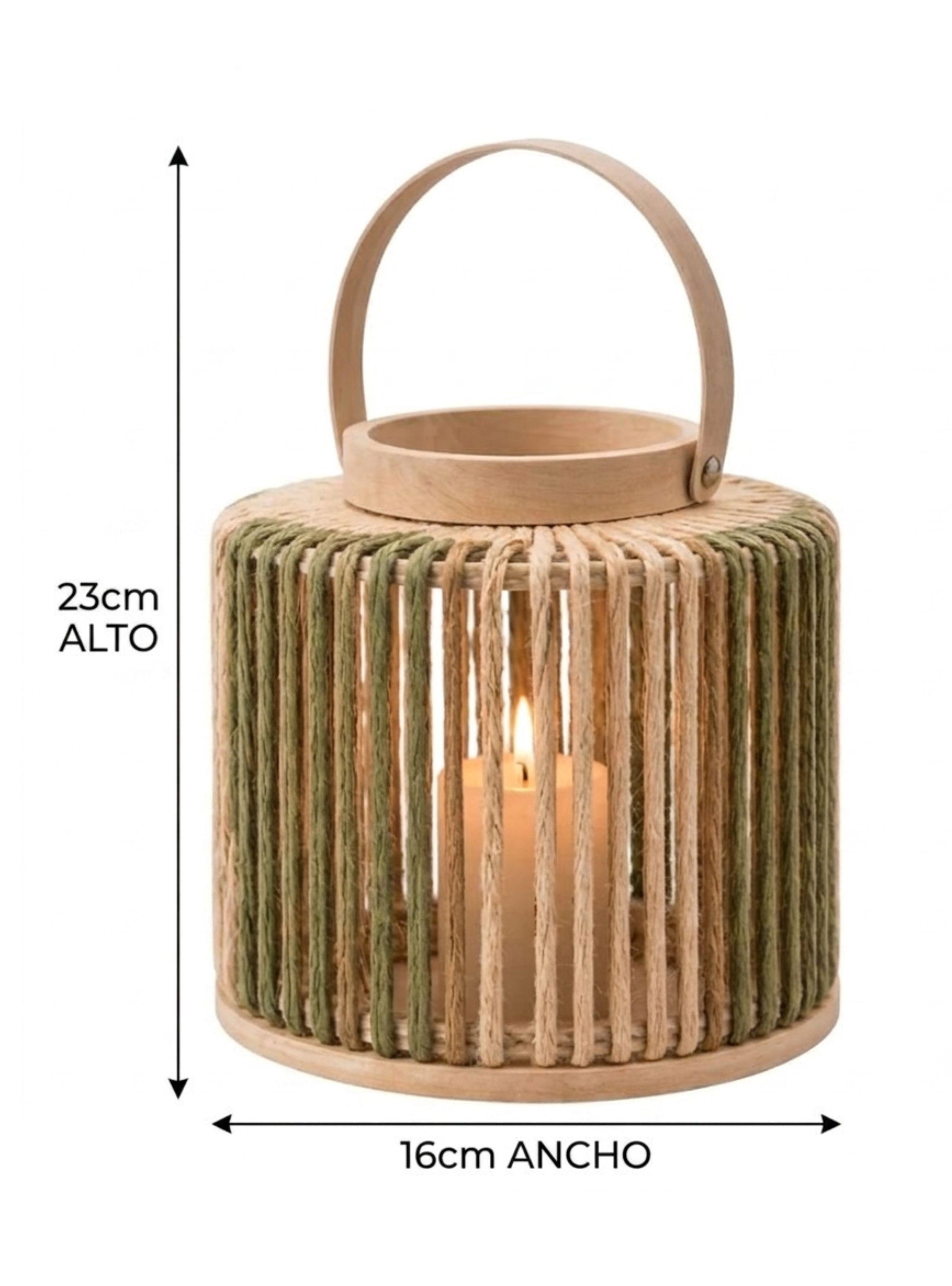 Farol Decorativo Cuerda Rústico Portavelas Terraza Living-1