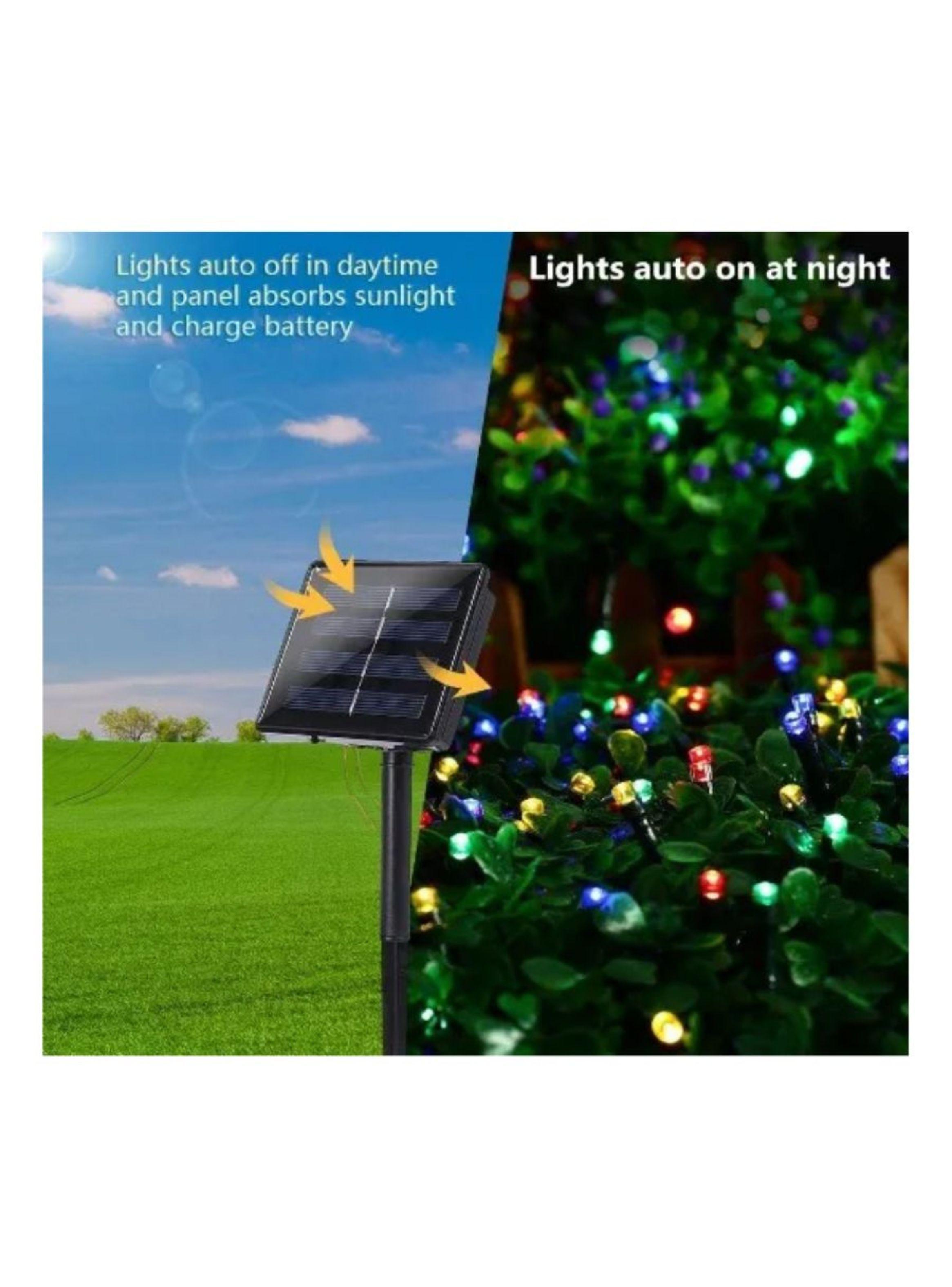 Luces De Navidad De Exteriores 100 LED Multicolor Con Panel Solar-2