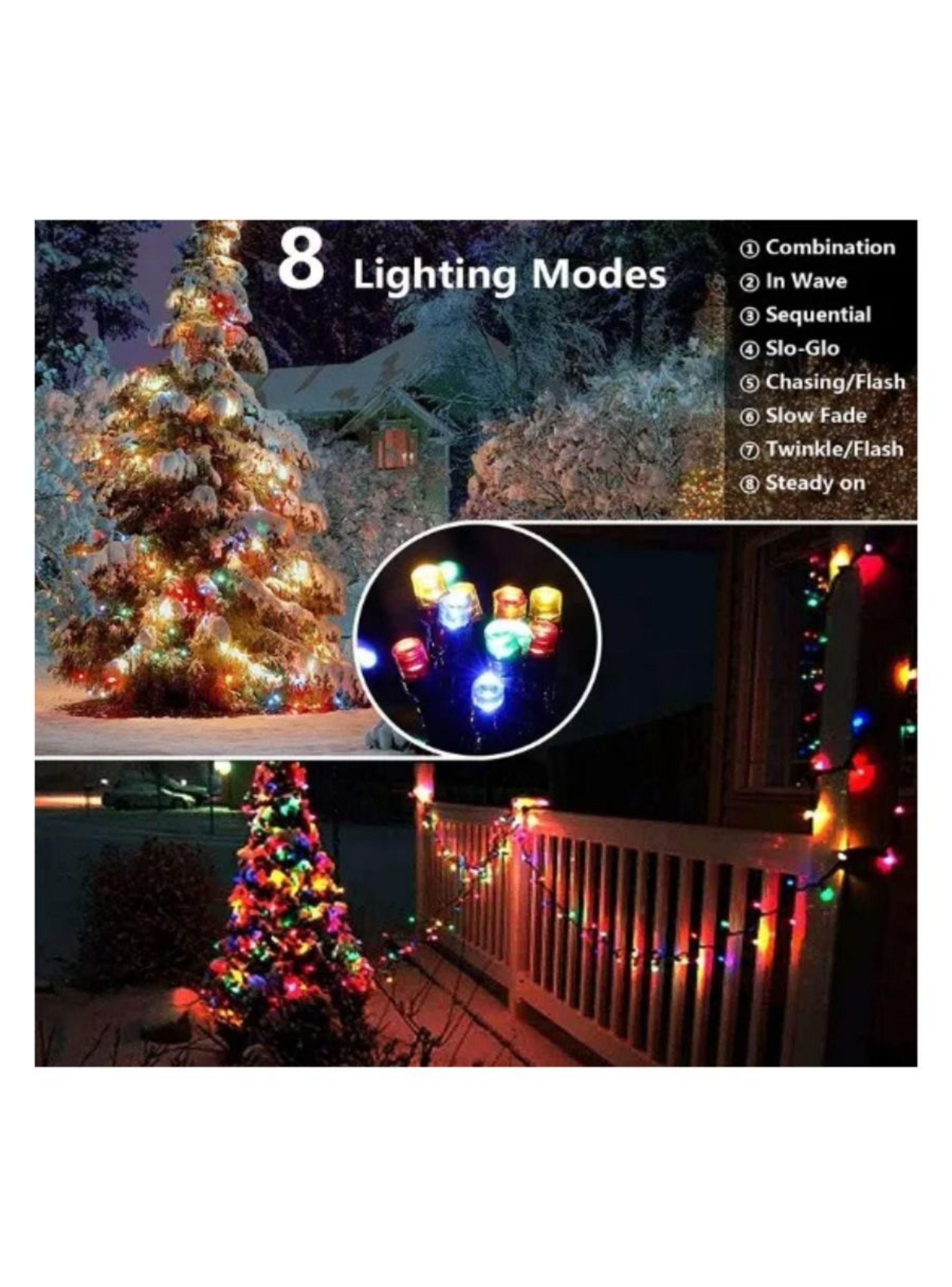Luces De Navidad De Exteriores 100 LED Multicolor Con Panel Solar-4