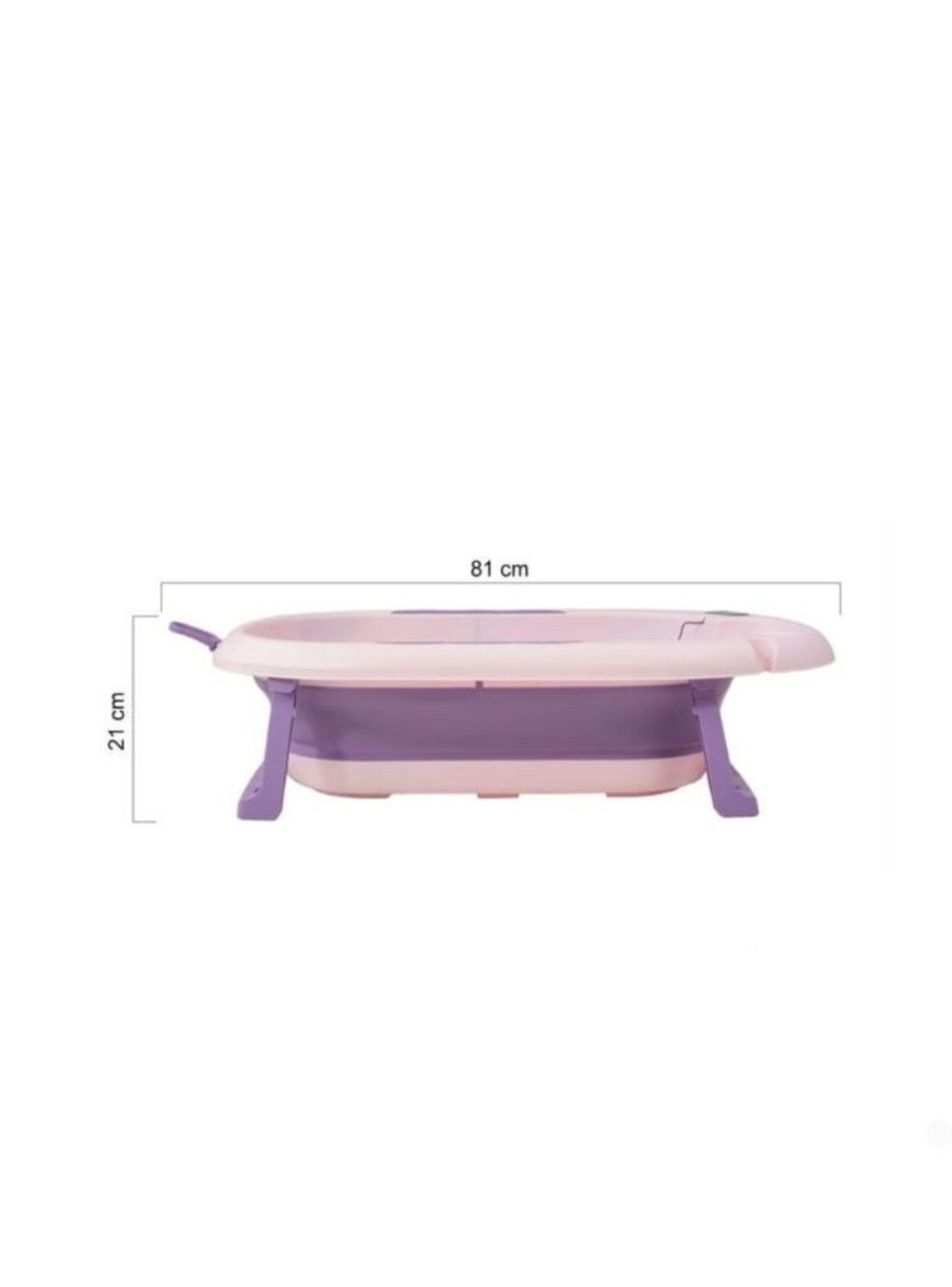 Tina Bañera Plegable Bebé Con Termómetro Y Cojín Estrella Morado-2