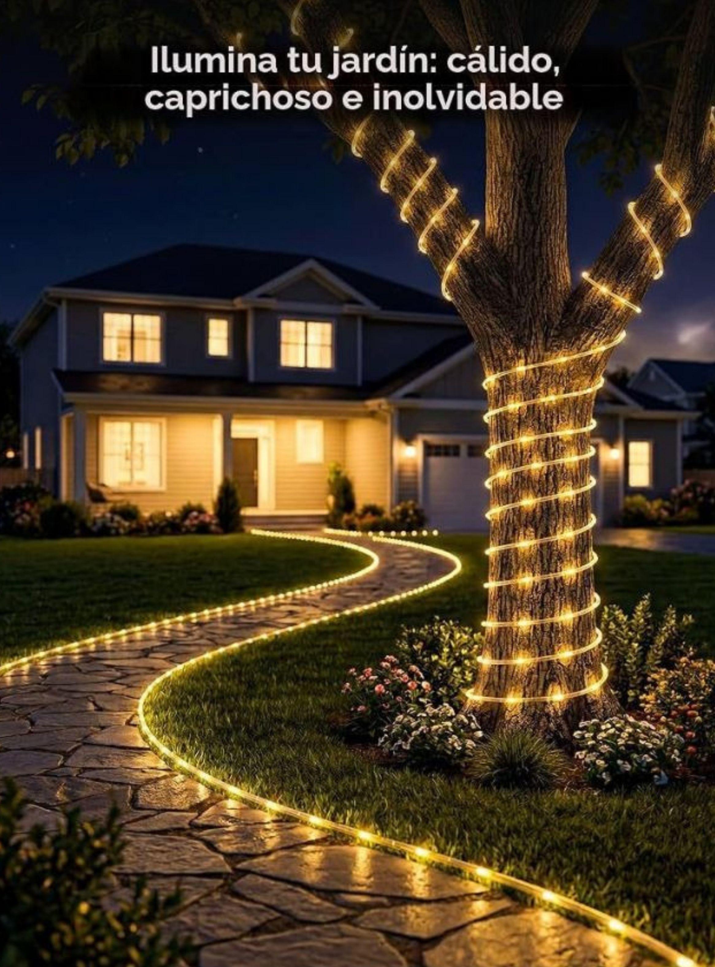 Manguera Luces Led Solar Exterior Jardin Decoracion Calido 10m-3