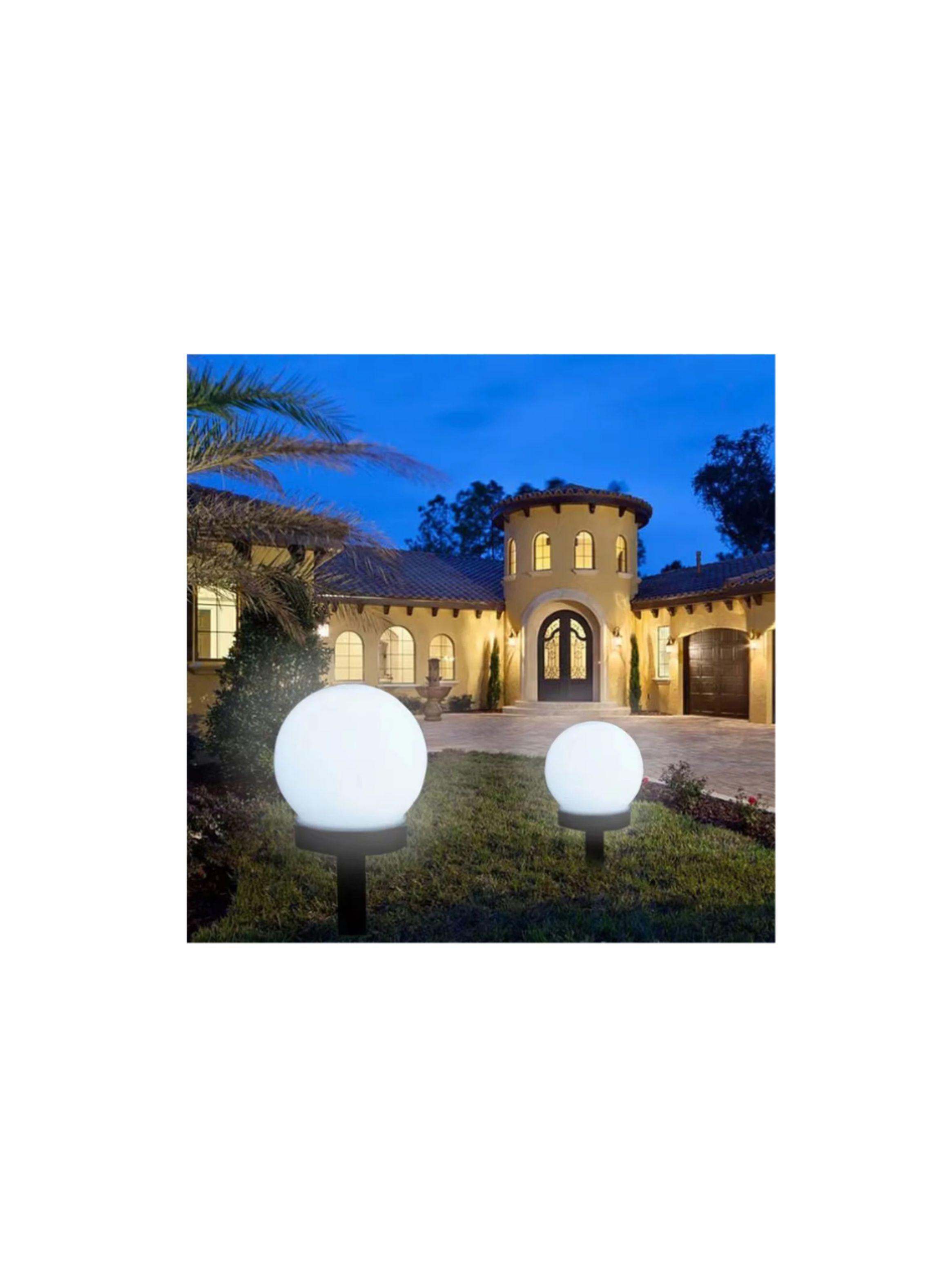 Lampara estaca redonda para jardin globo exterior solar-2