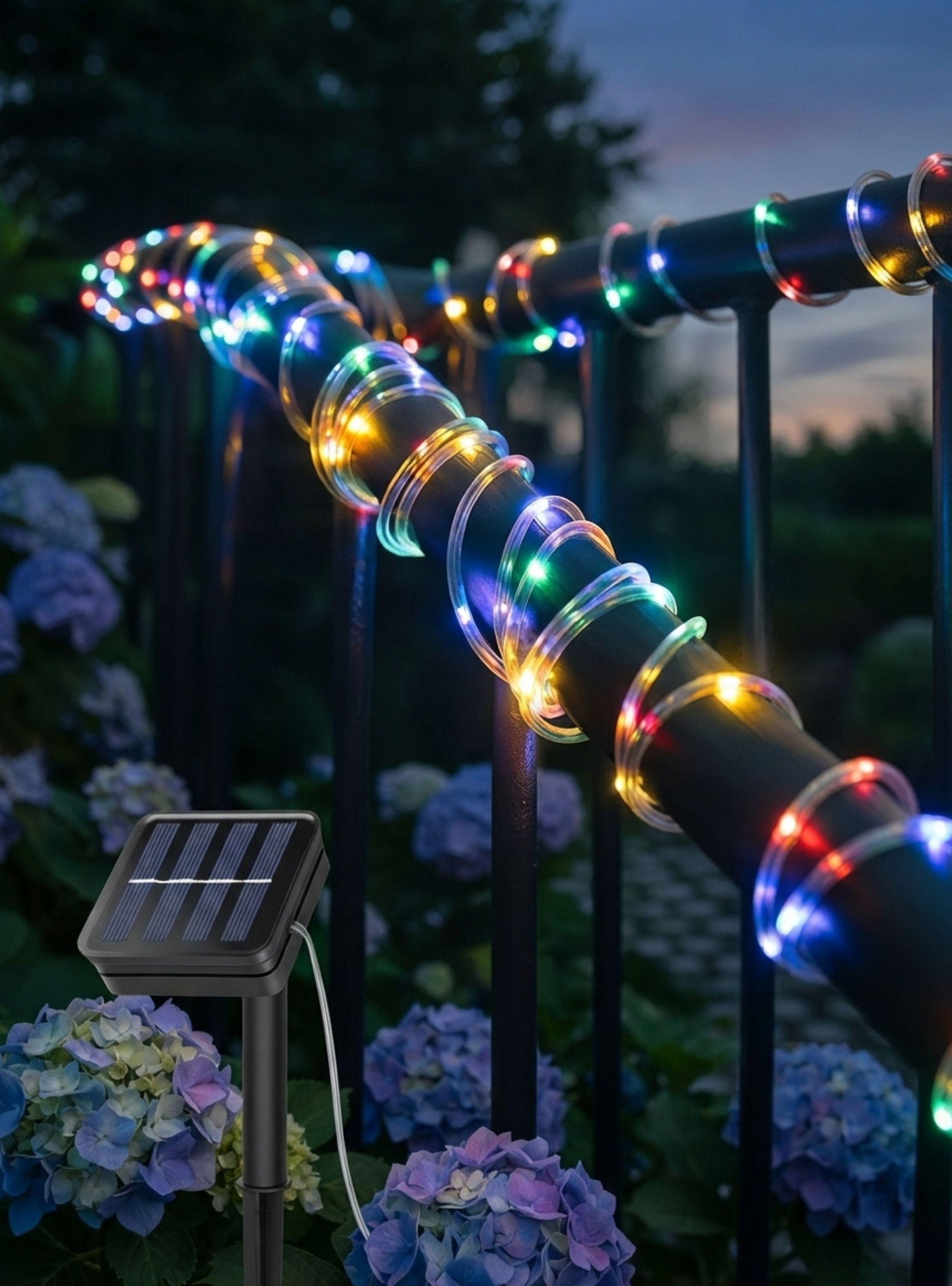 Manguera Luces Led Solar Exterior Jardin Decoracion Multicolor 10m-3