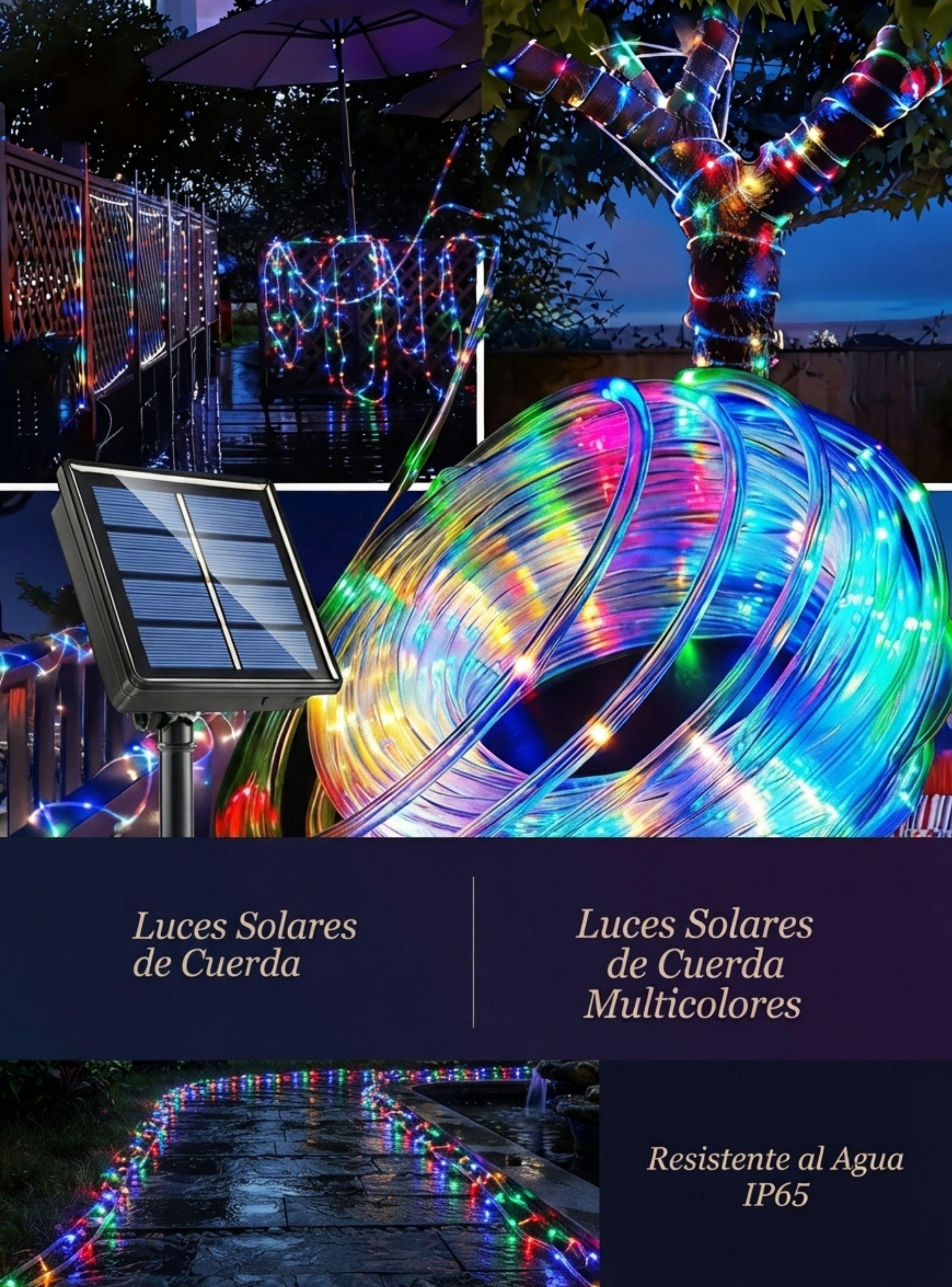 Manguera Luces Led Solar Exterior Jardin Decoracion Multicolor 10m-4