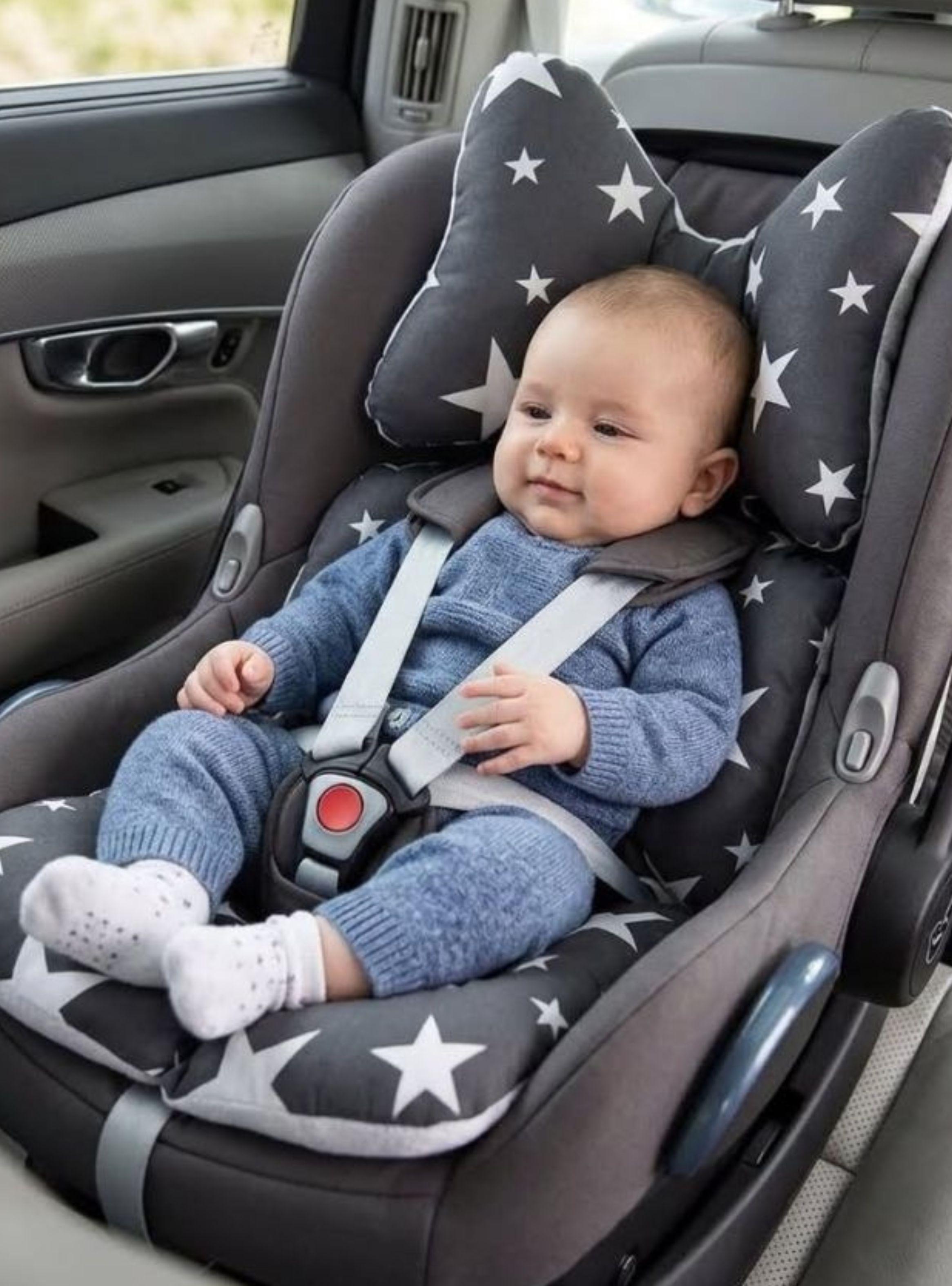 Cojín Asiento De Coche Carriola De Bebé Gris Estrellas-3