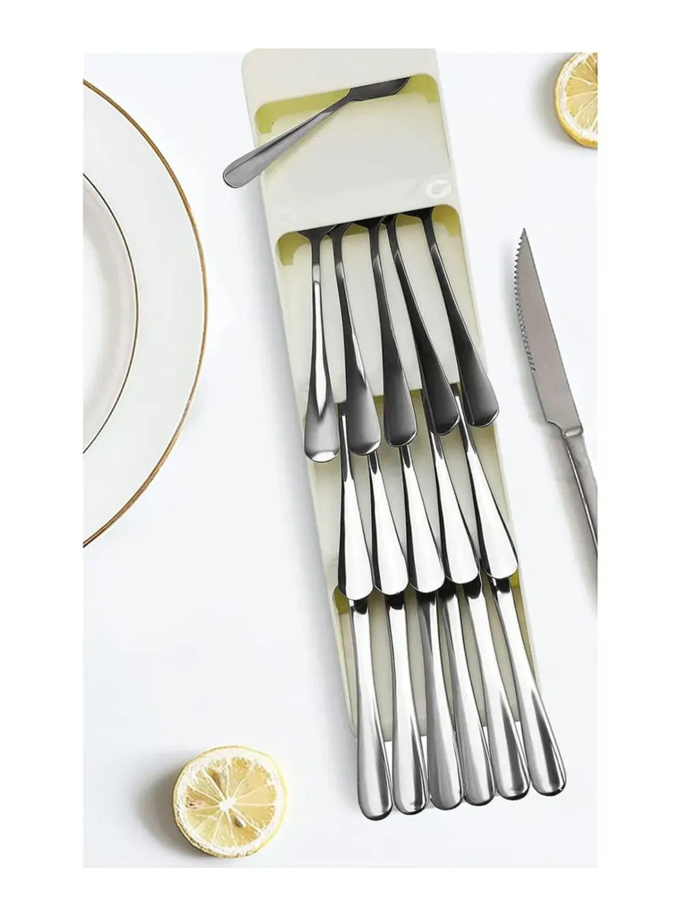 Organizador De Cubiertos Compacto Para Cajón De Cocina-4