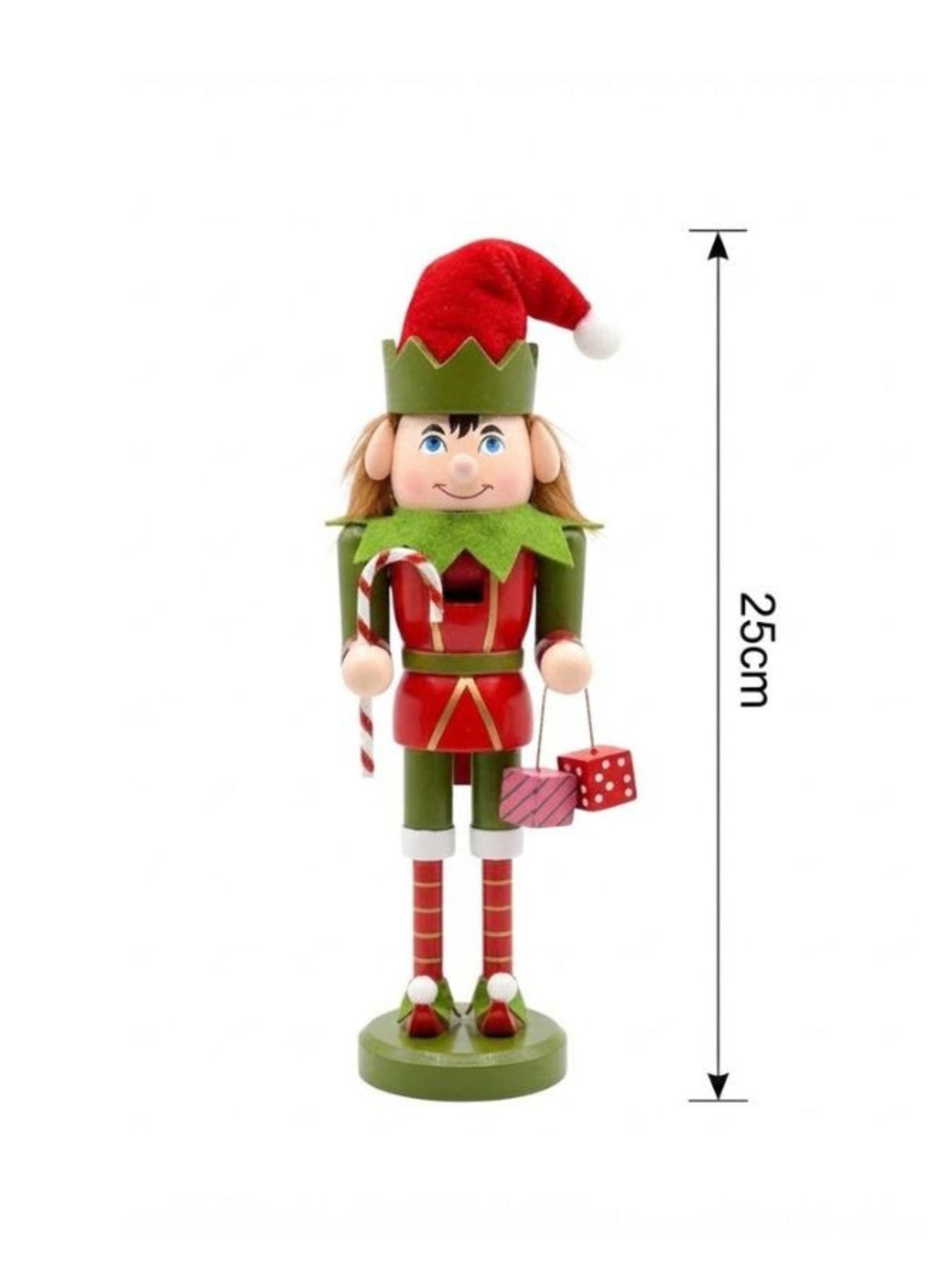 Cascanueces Navideño De Madera Diseño Duende Elfo 25cm-2