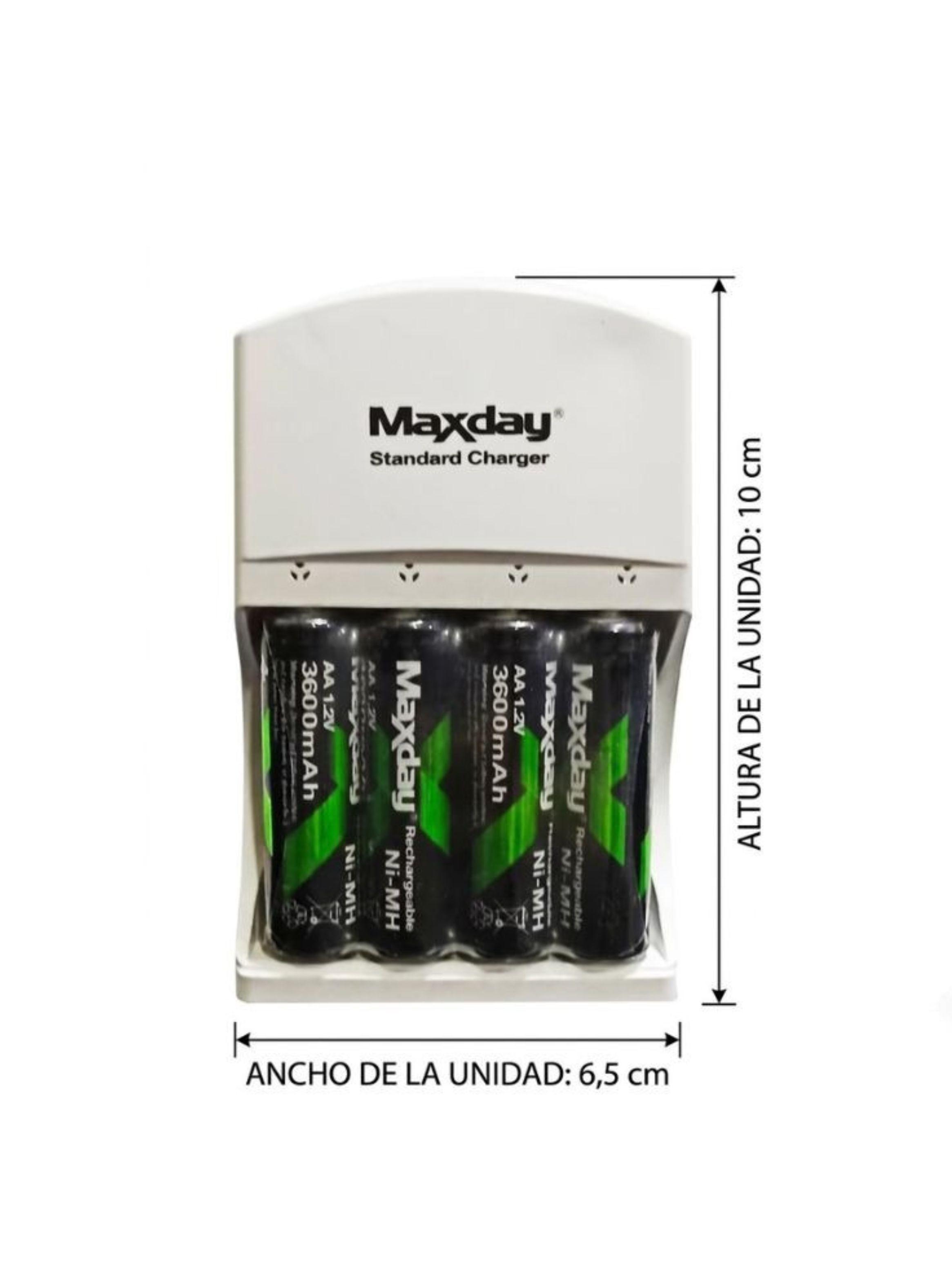 Cargador Universal Maxday  4 Baterías AA Recargables 4800mAh-3