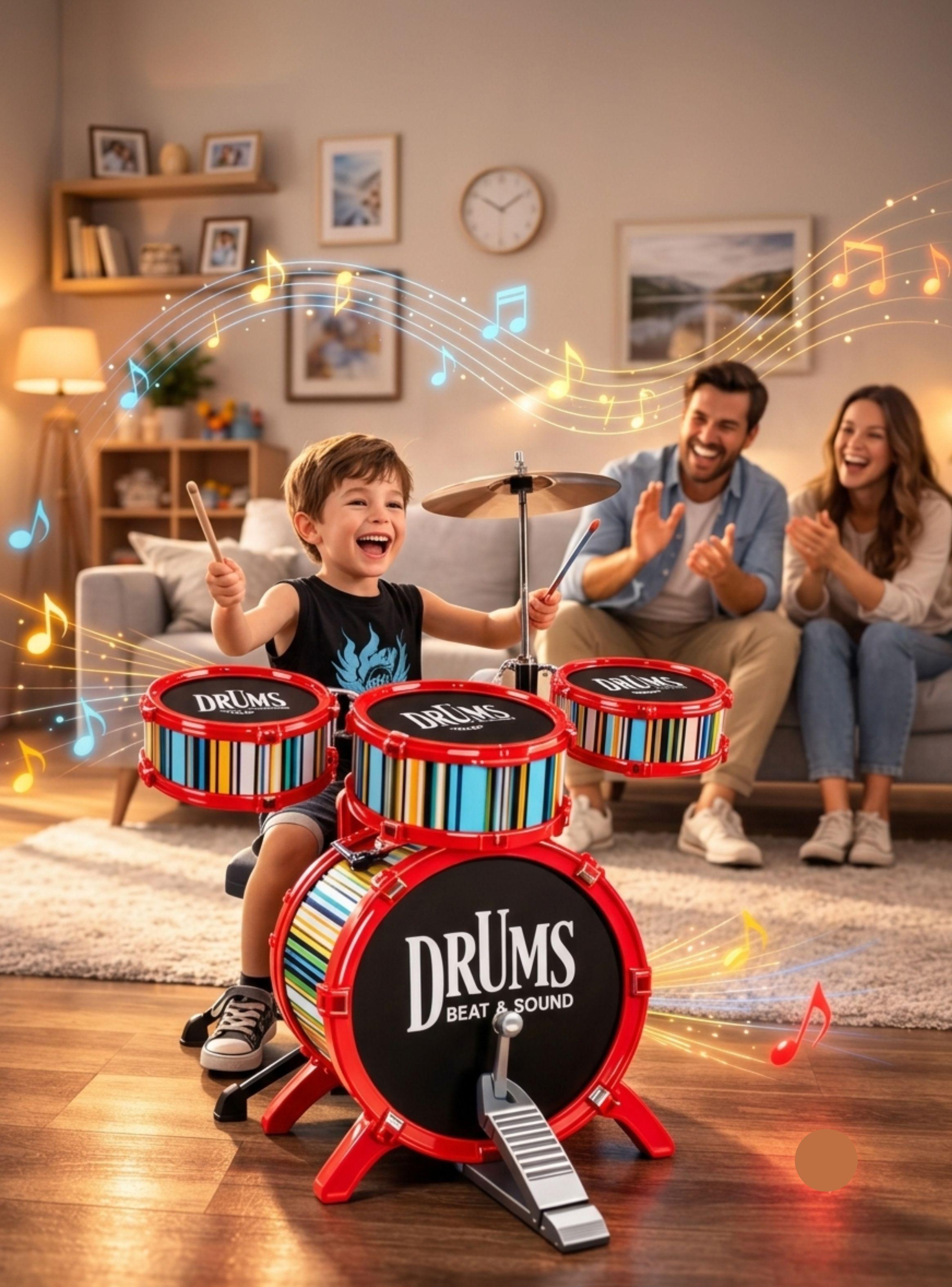 Batería Musical Infantil Jazz Drum 7 Piezas Niños 3+ años-4