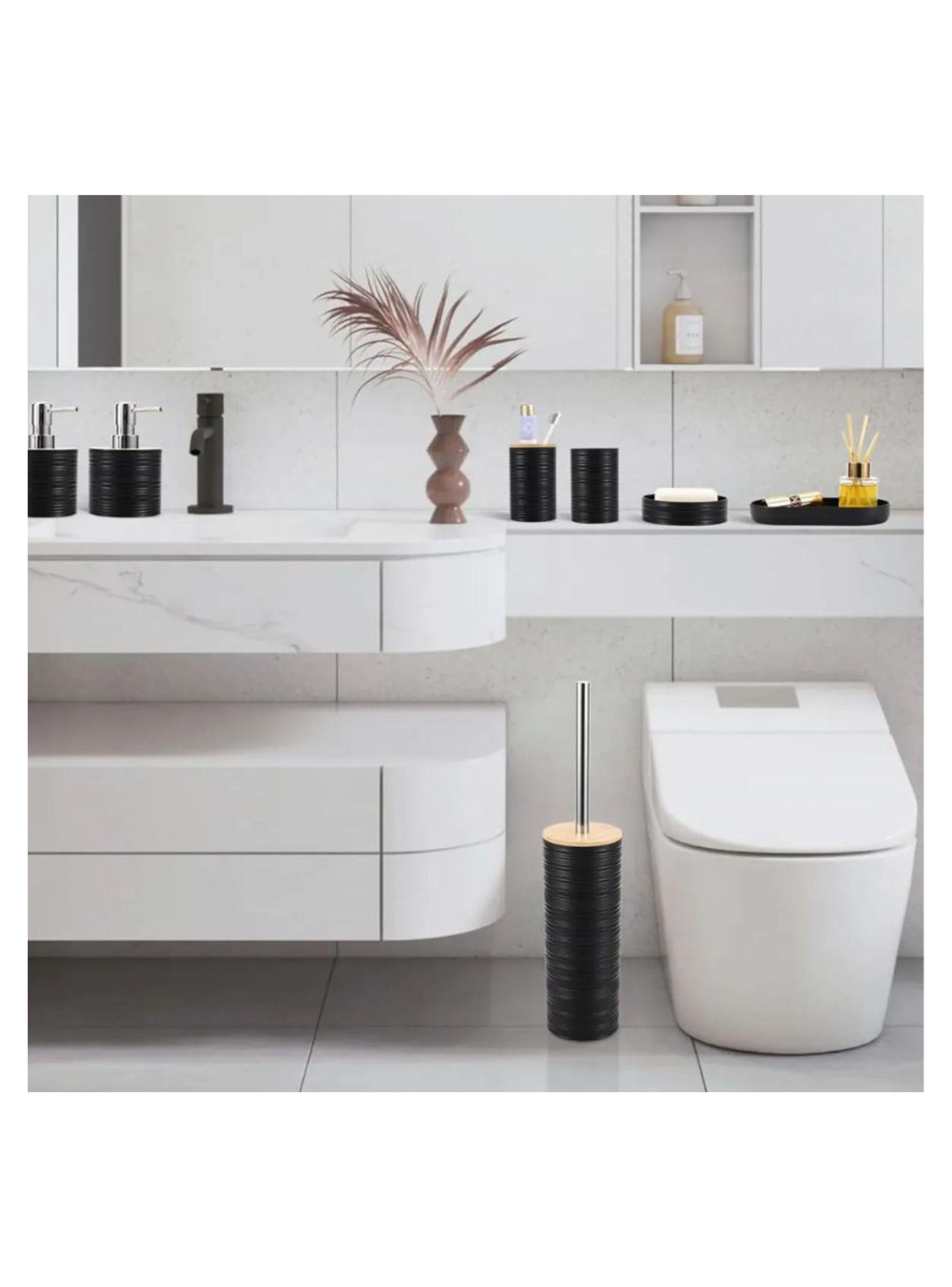 Cepillo De Baño Con Tapa De Bamboo 41x92 cm Negro-3