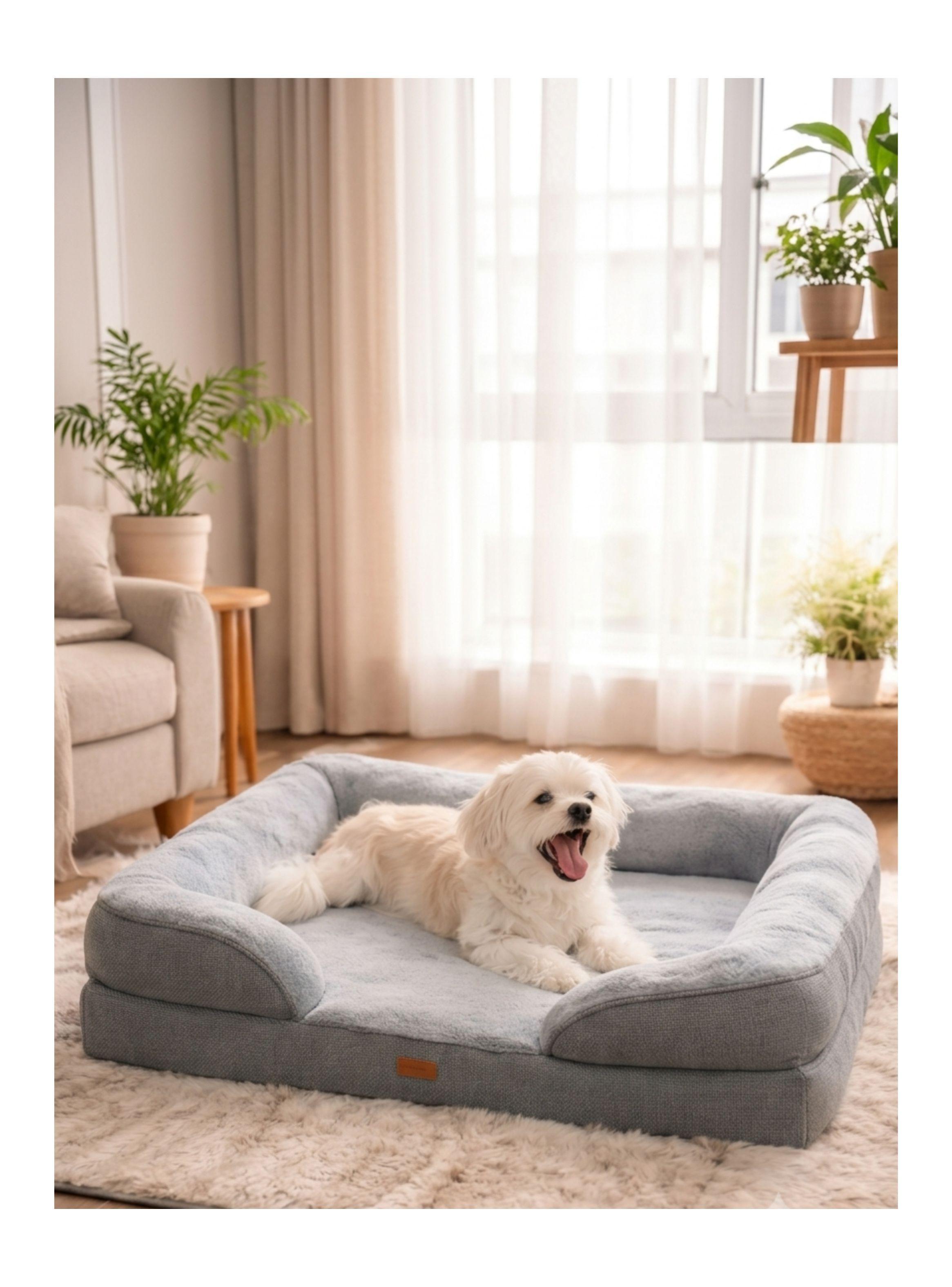  Cama Sofá Para Perro Mascotas Grande 96x71x16 Gris-2